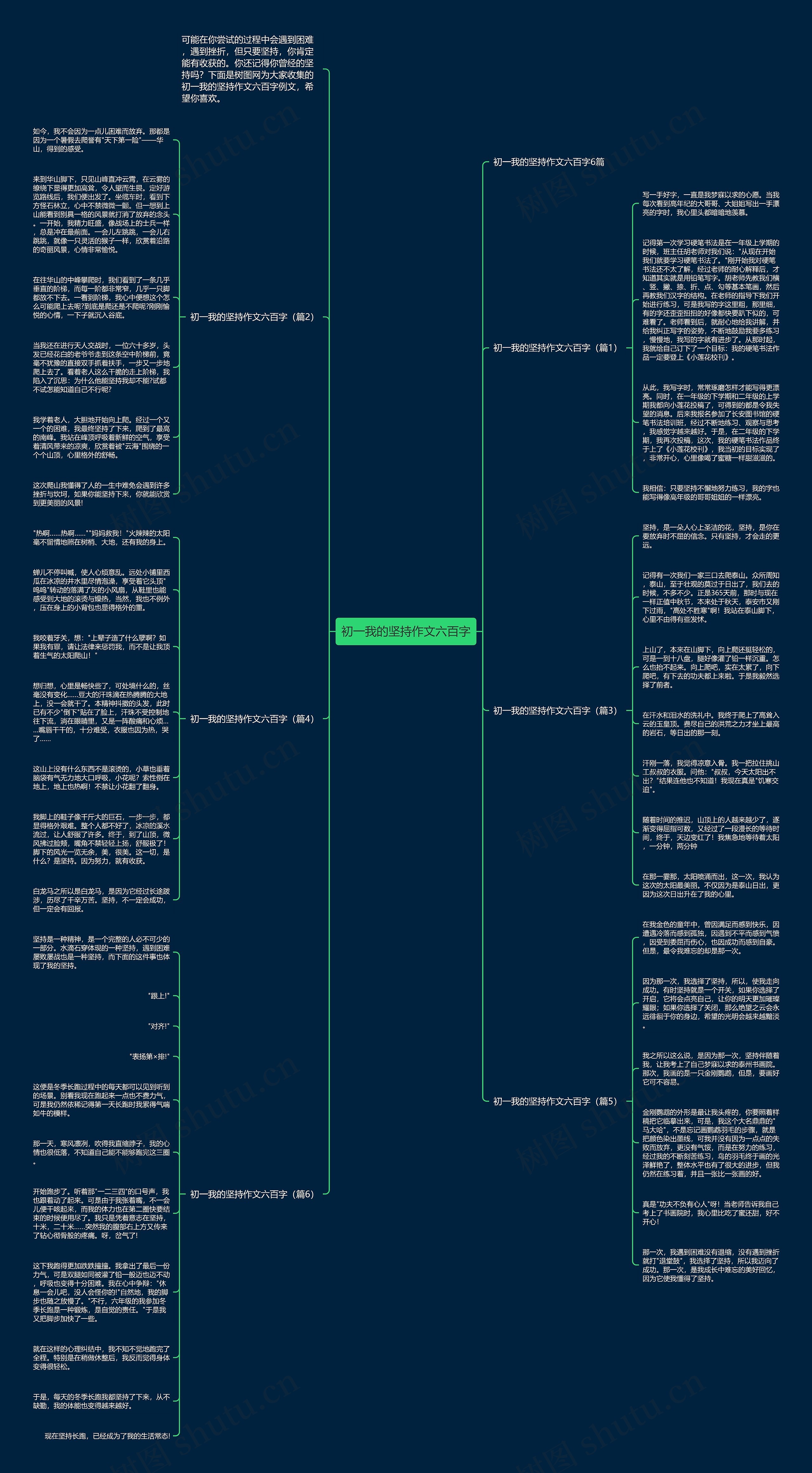 初一我的坚持作文六百字思维导图