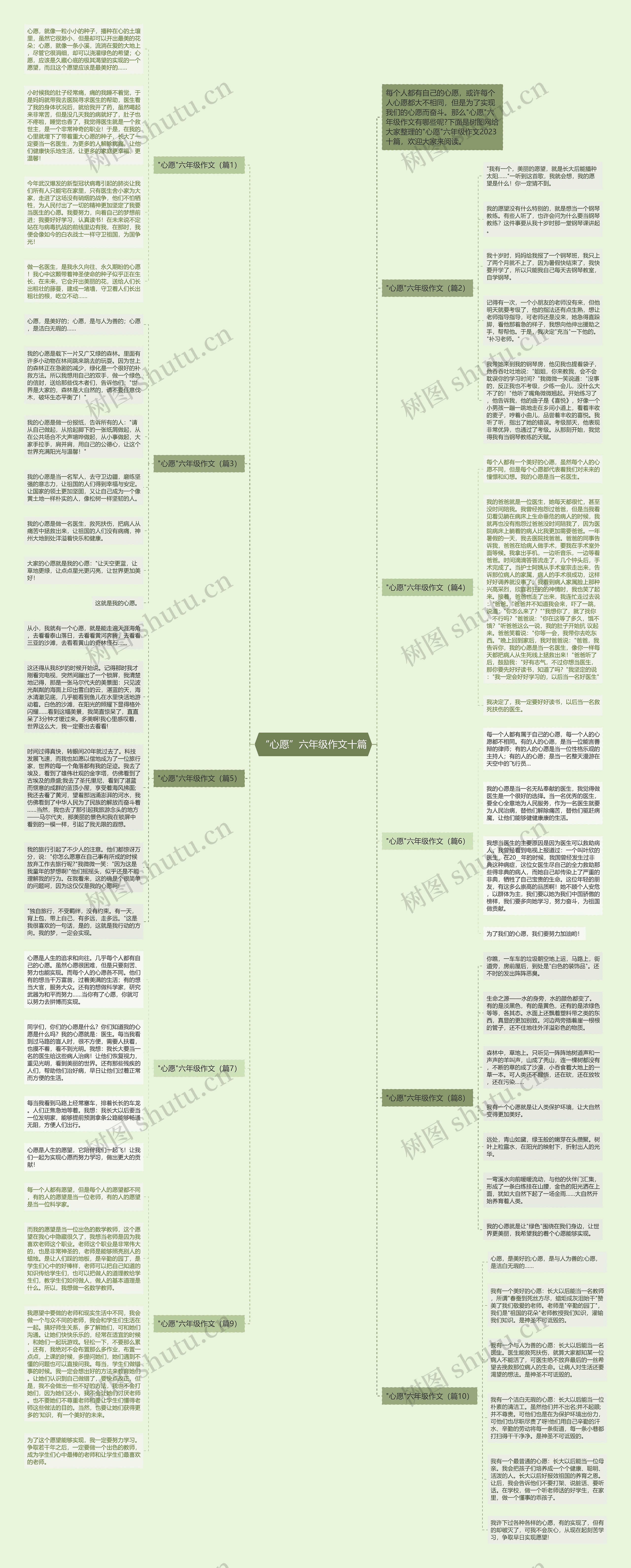 “心愿”六年级作文十篇思维导图