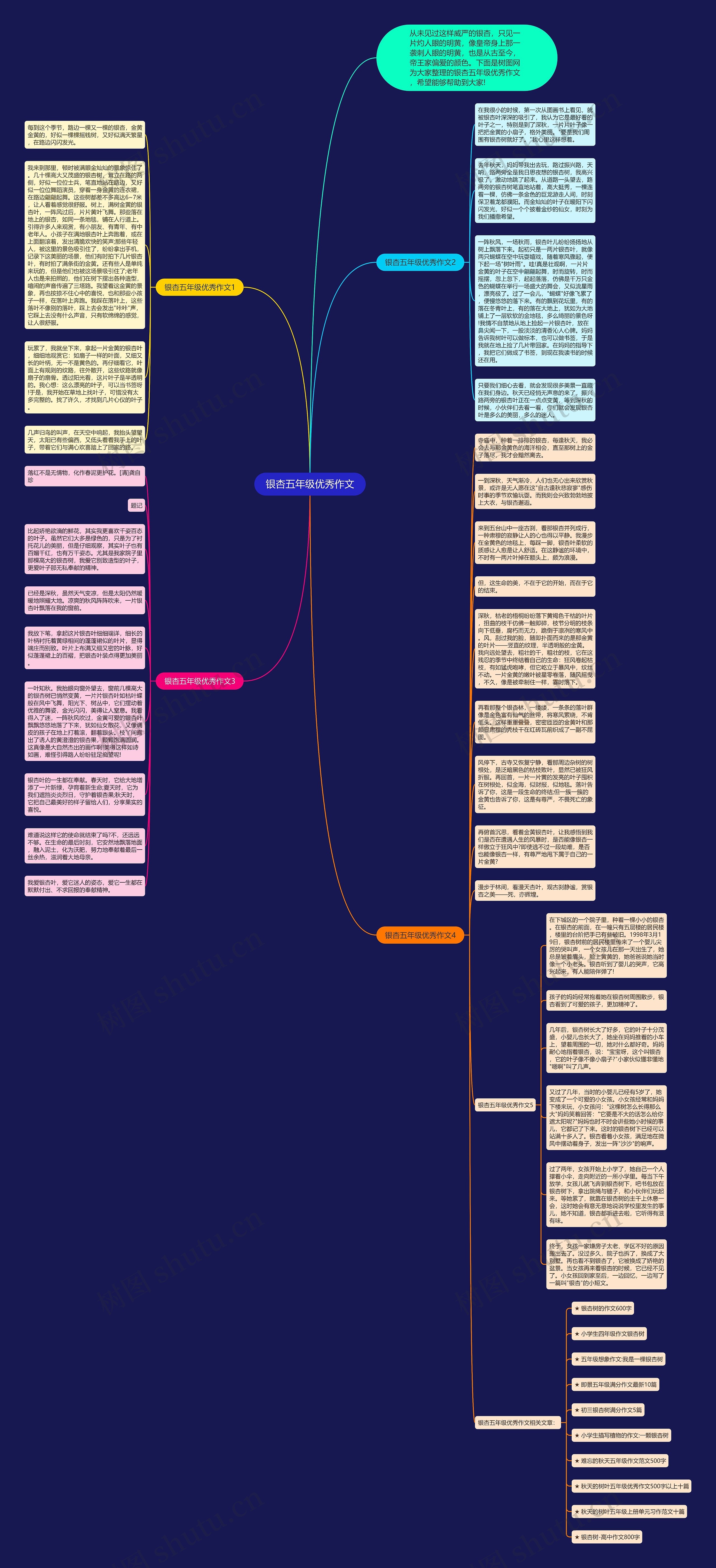 银杏五年级优秀作文思维导图