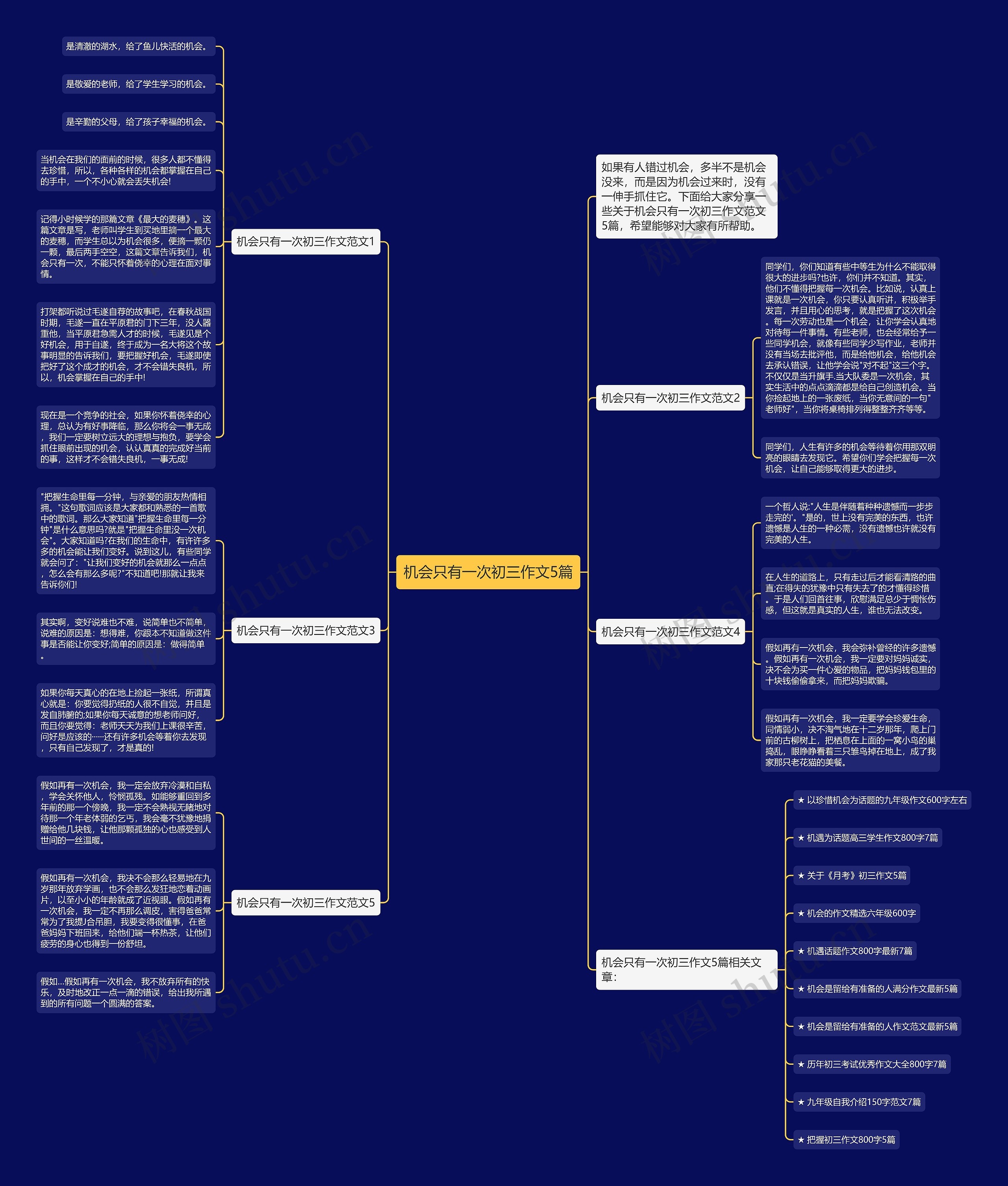 机会只有一次初三作文5篇思维导图