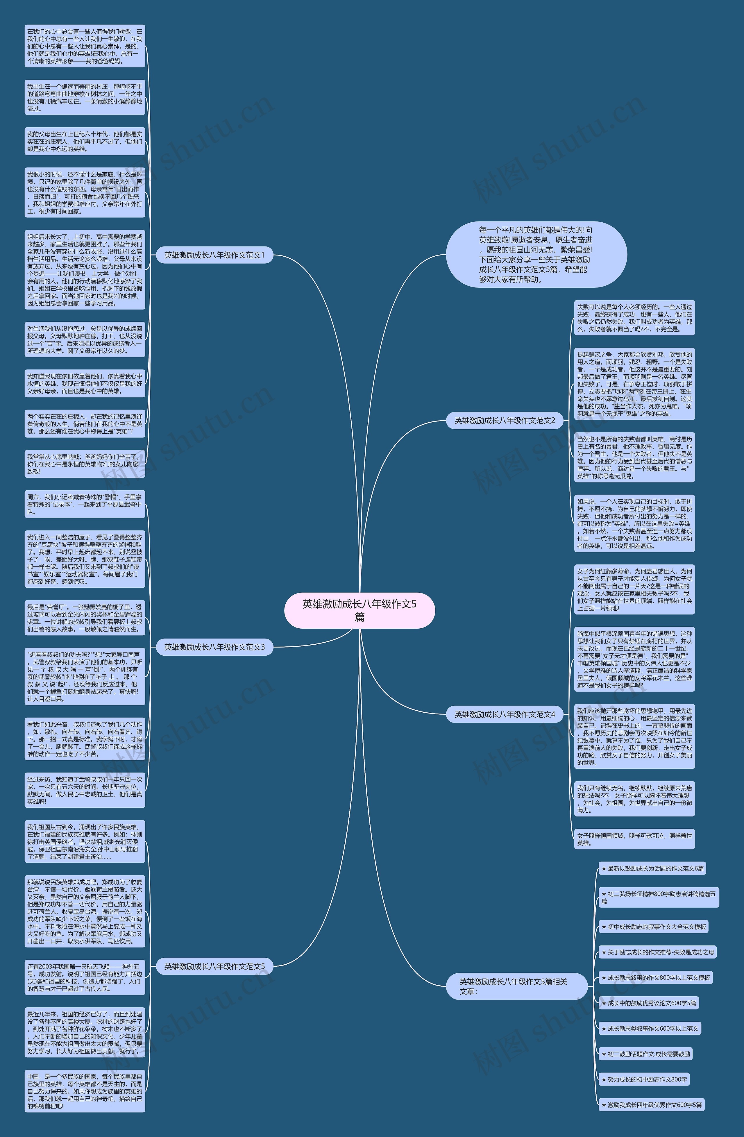 英雄激励成长八年级作文5篇思维导图