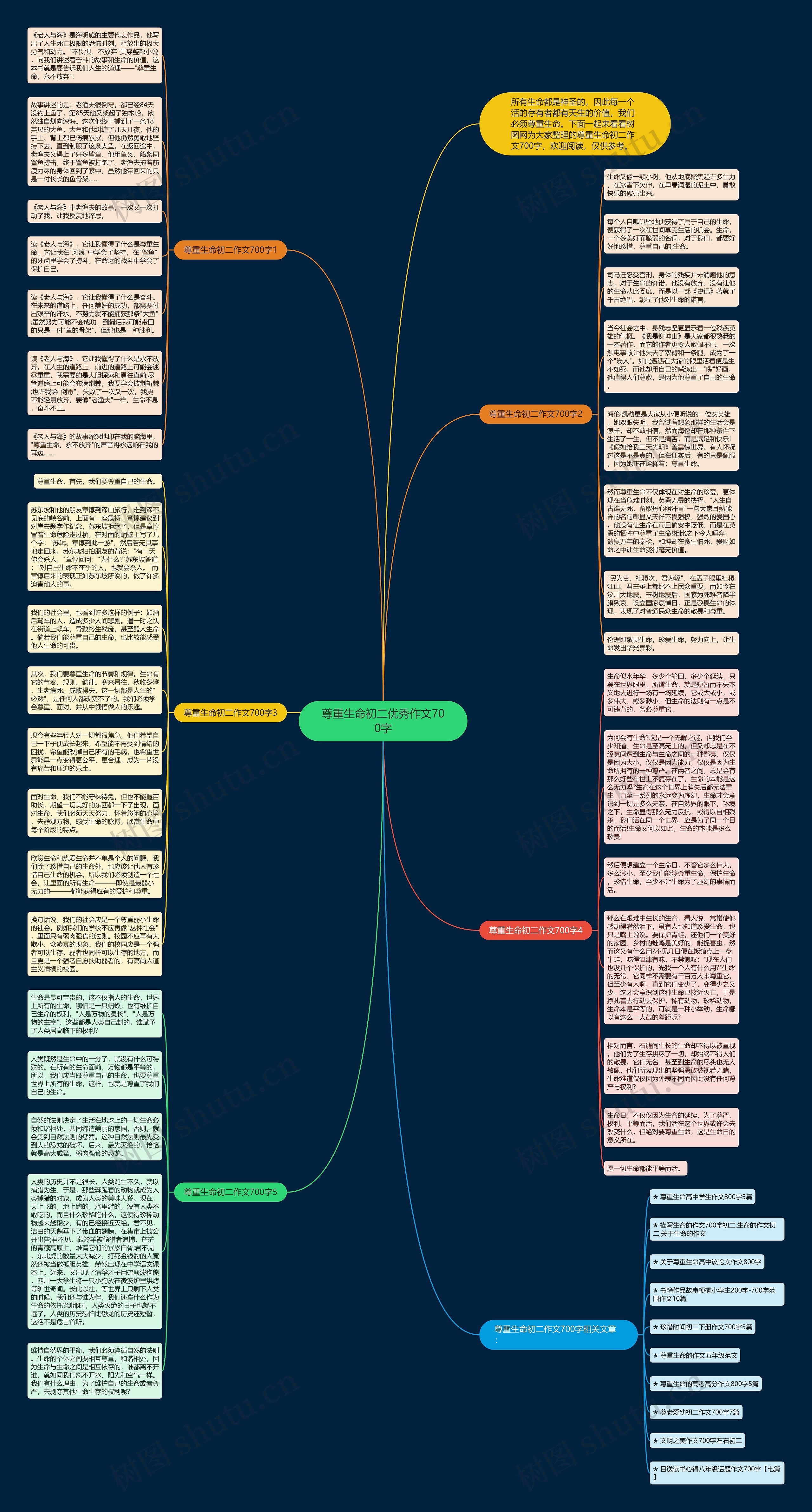 尊重生命初二优秀作文700字思维导图