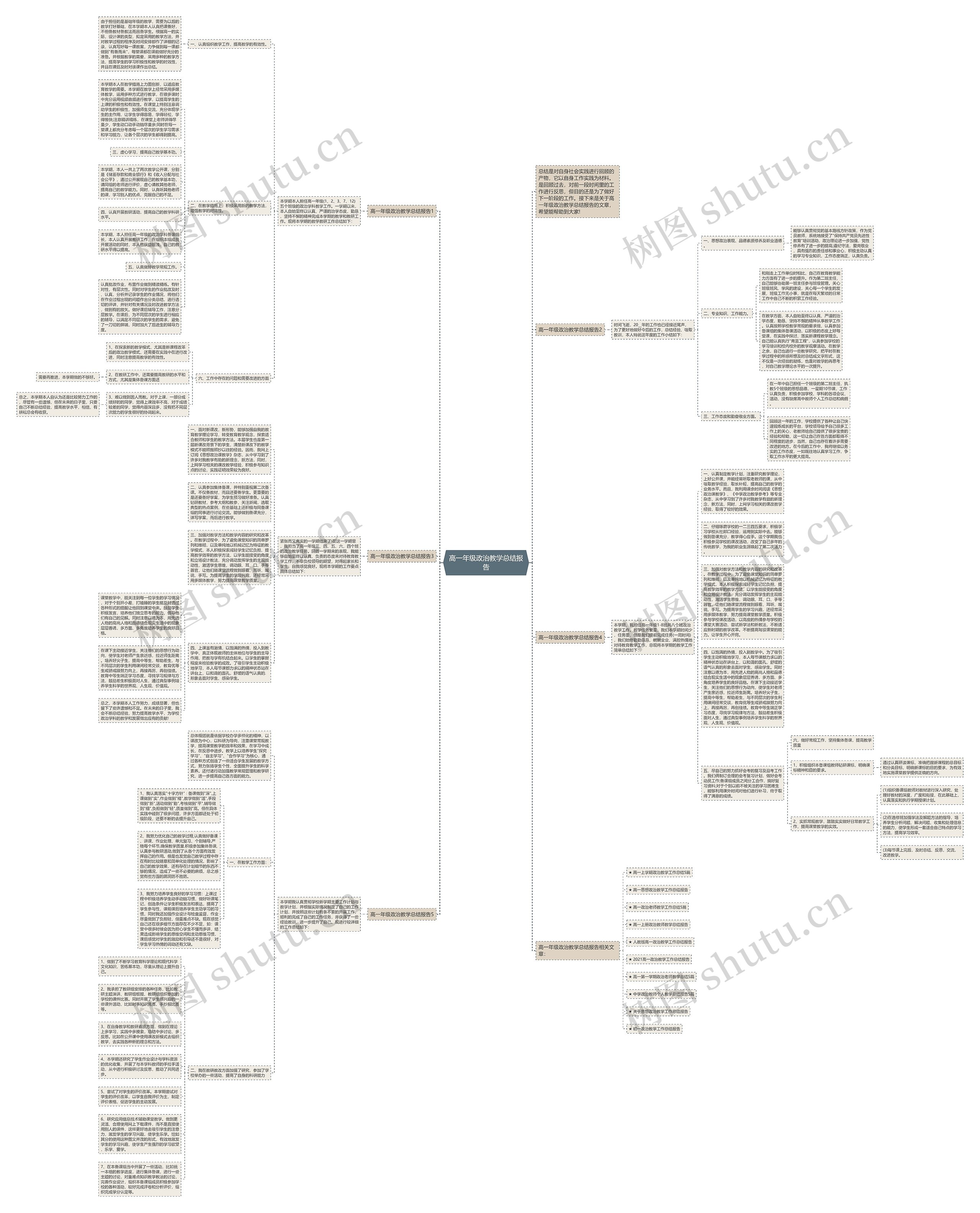 高一年级政治教学总结报告思维导图