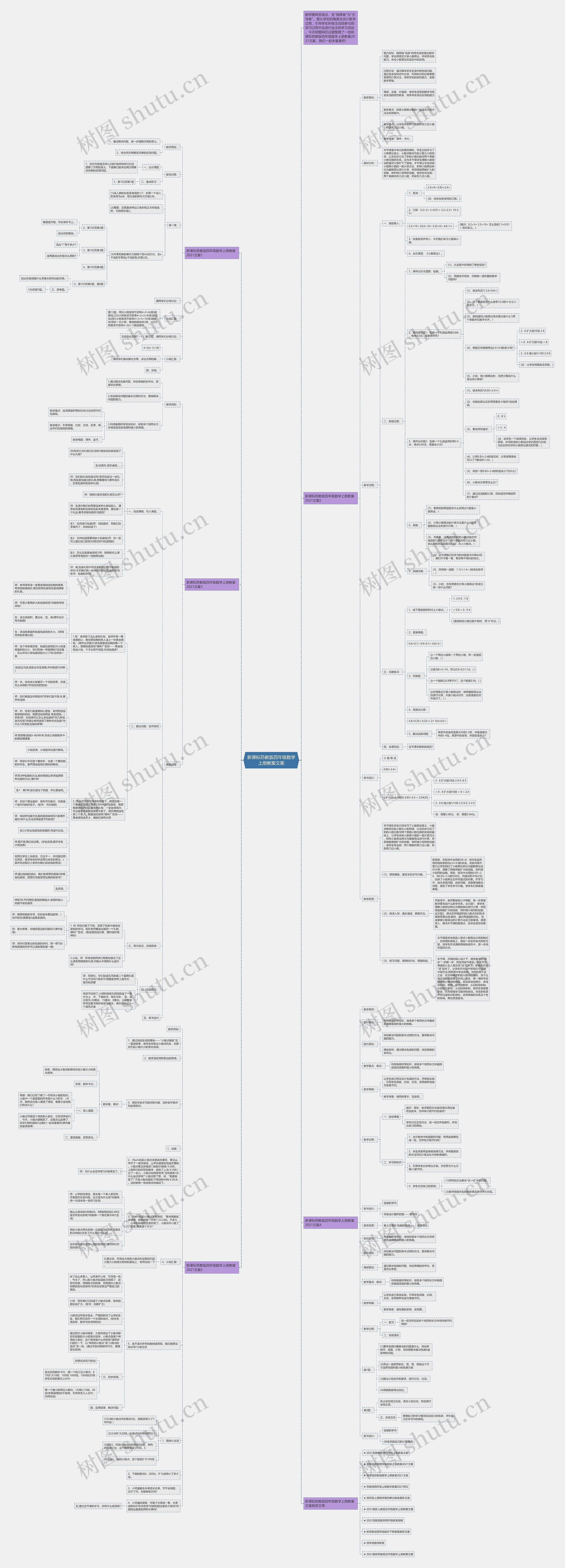 新课标苏教版四年级数学上册教案文案思维导图