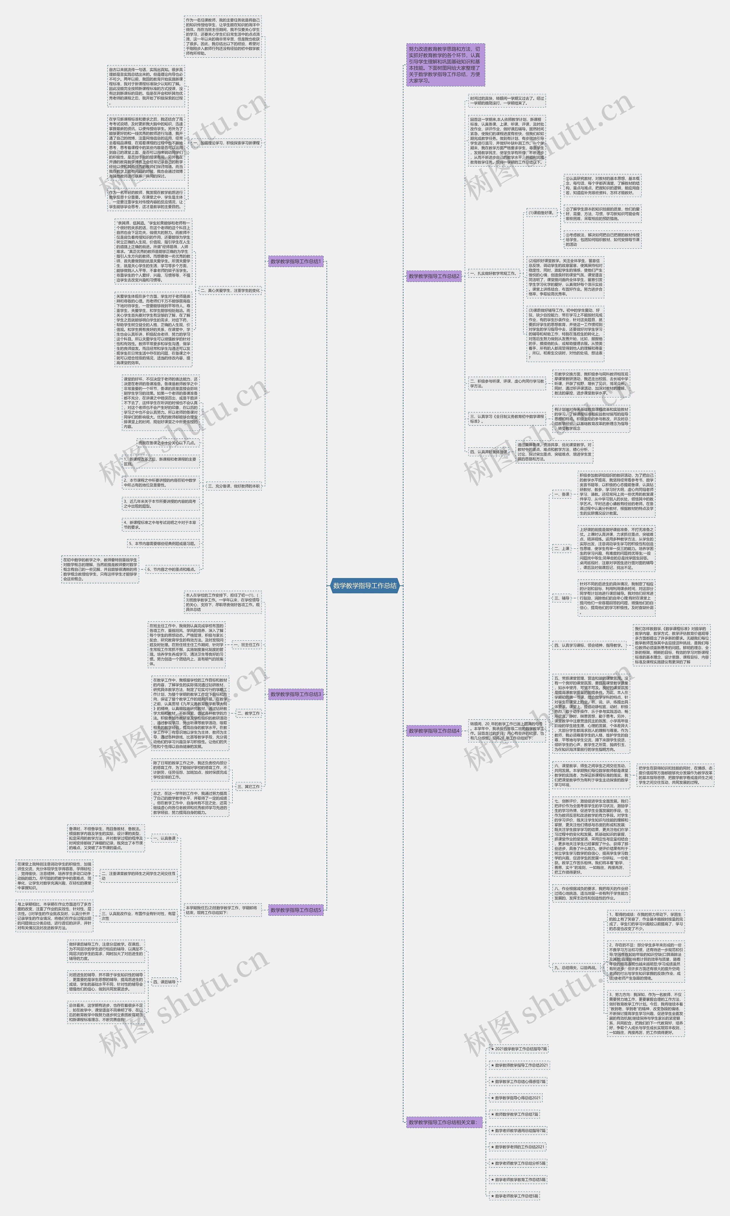 数学教学指导工作总结思维导图