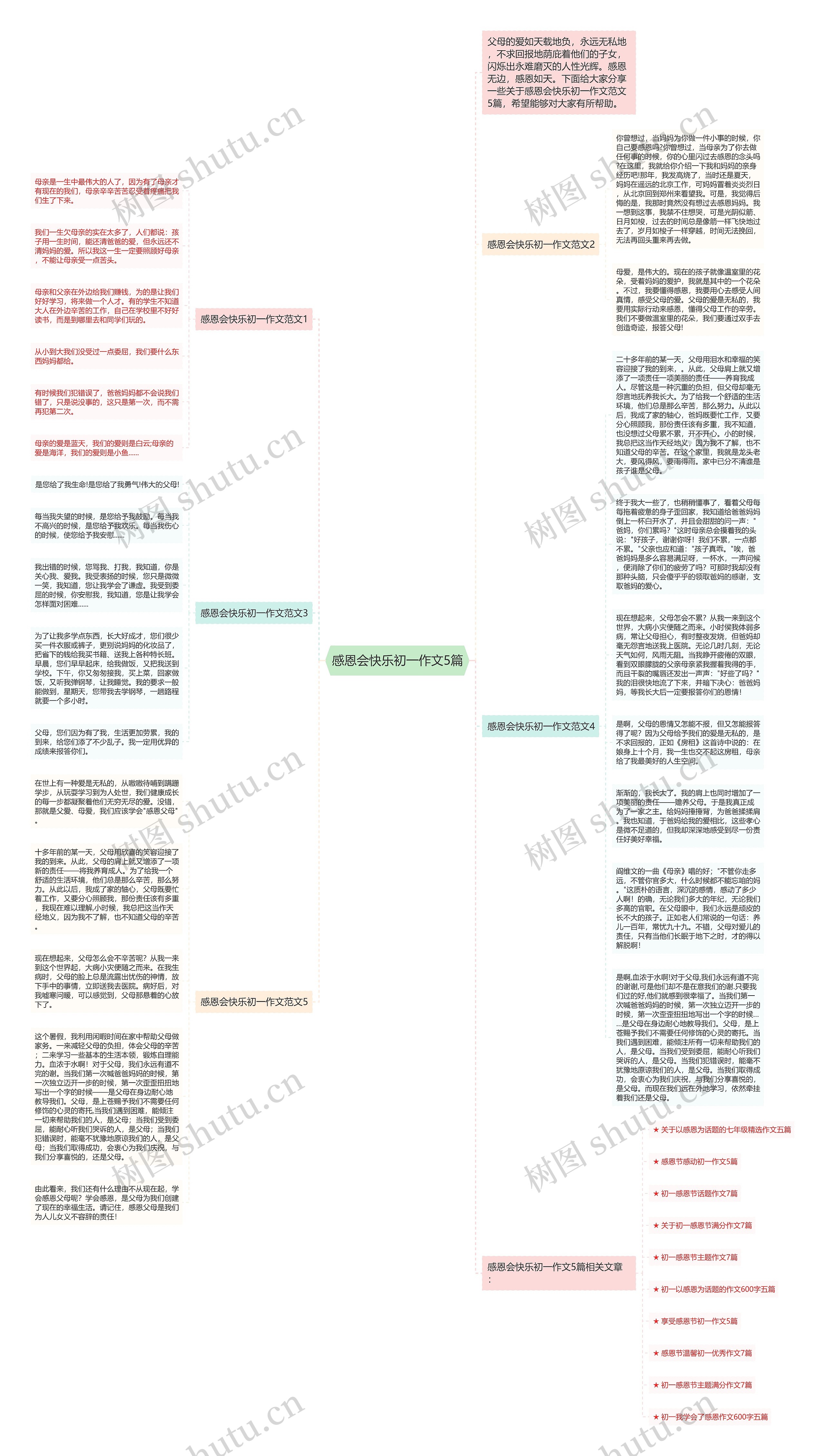 感恩会快乐初一作文5篇思维导图