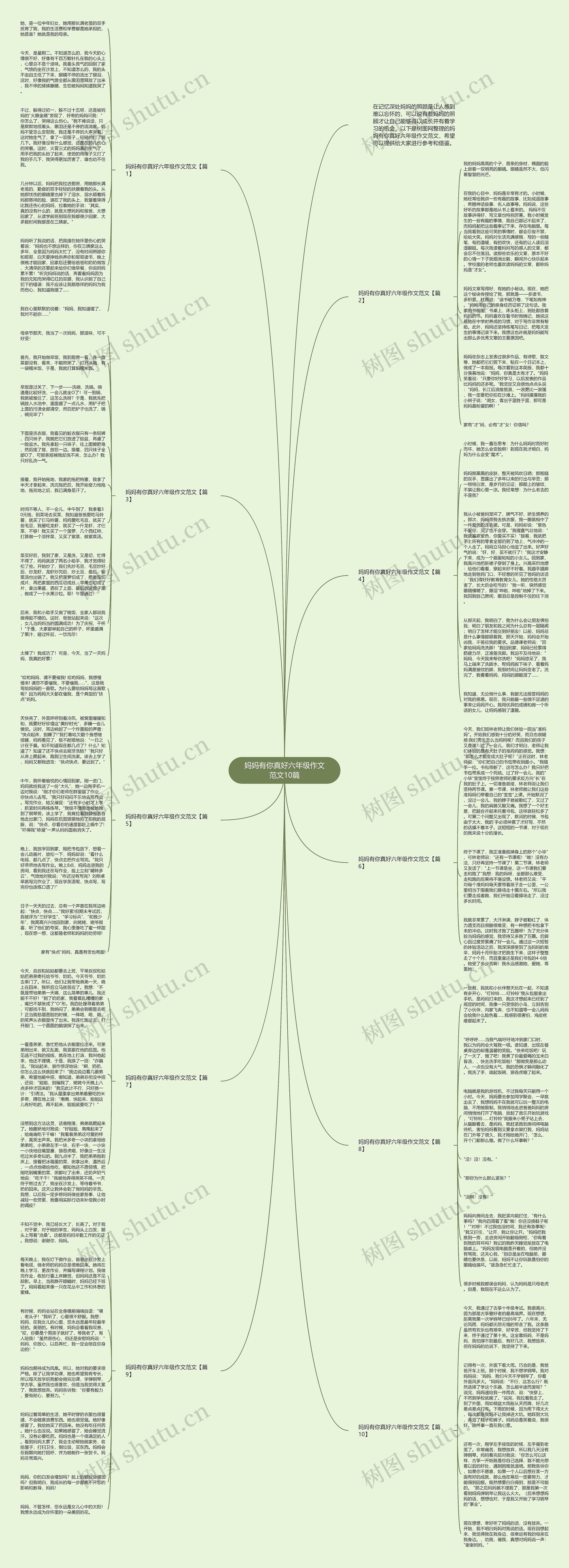 妈妈有你真好六年级作文范文10篇思维导图