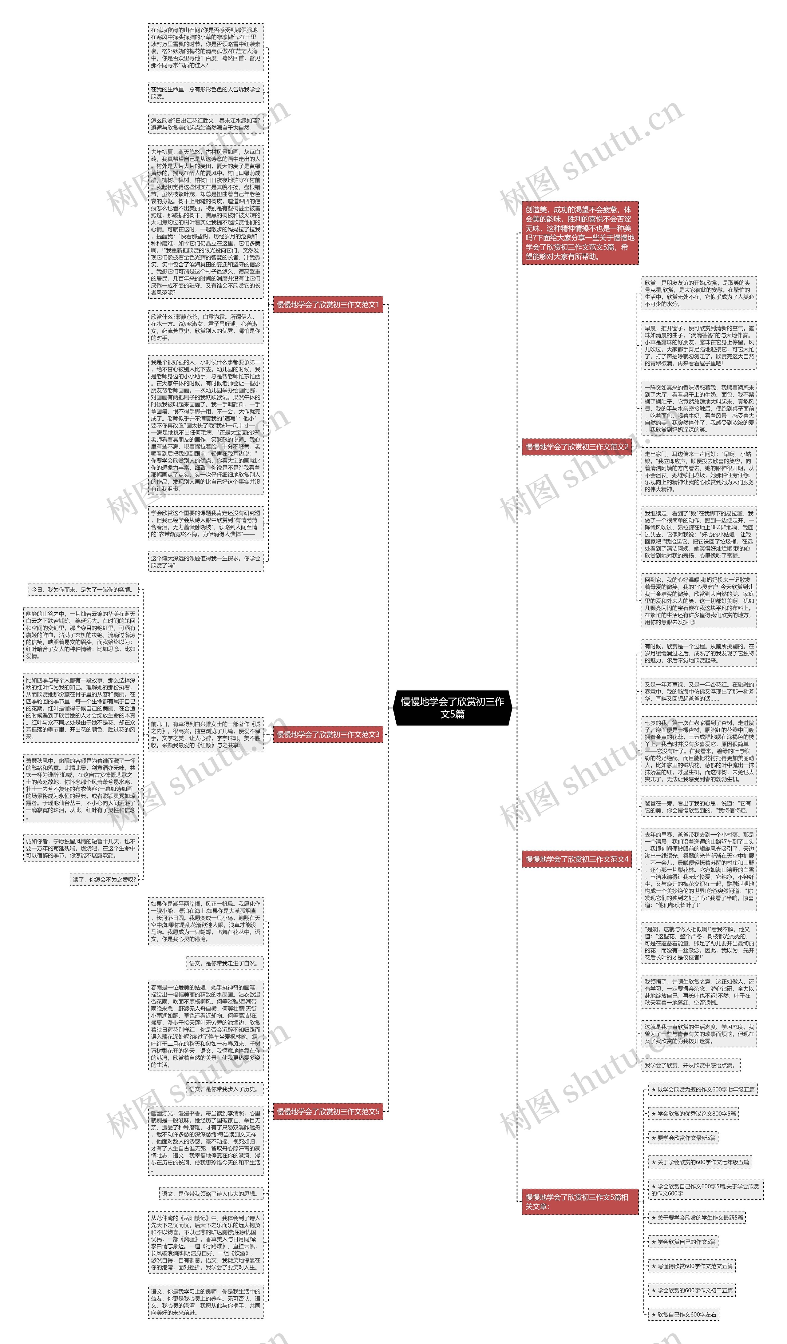 慢慢地学会了欣赏初三作文5篇思维导图高清图 慢慢地学会了欣赏初三作文5篇思维导图