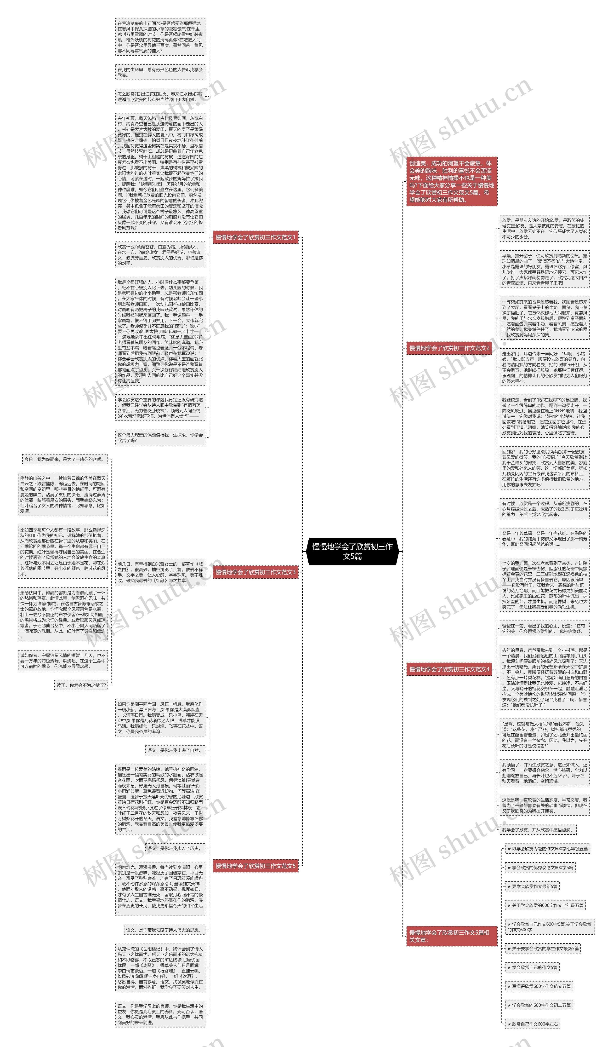 慢慢地学会了欣赏初三作文5篇思维导图