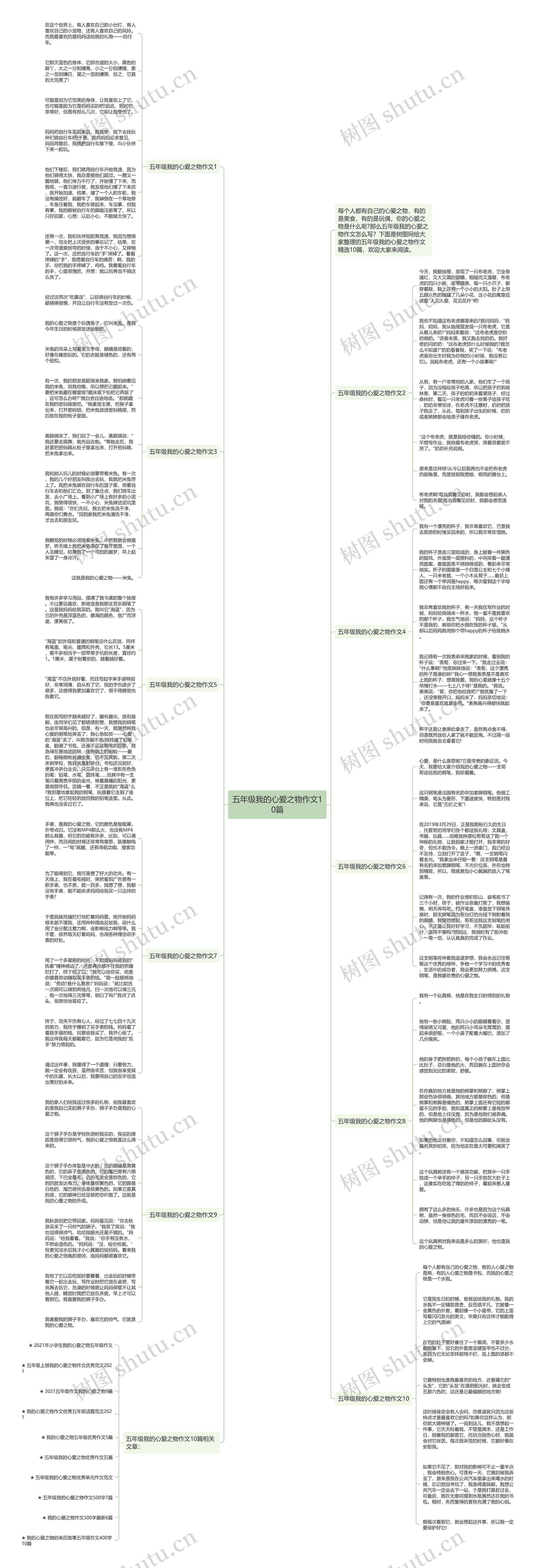 五年级我的心爱之物作文10篇思维导图
