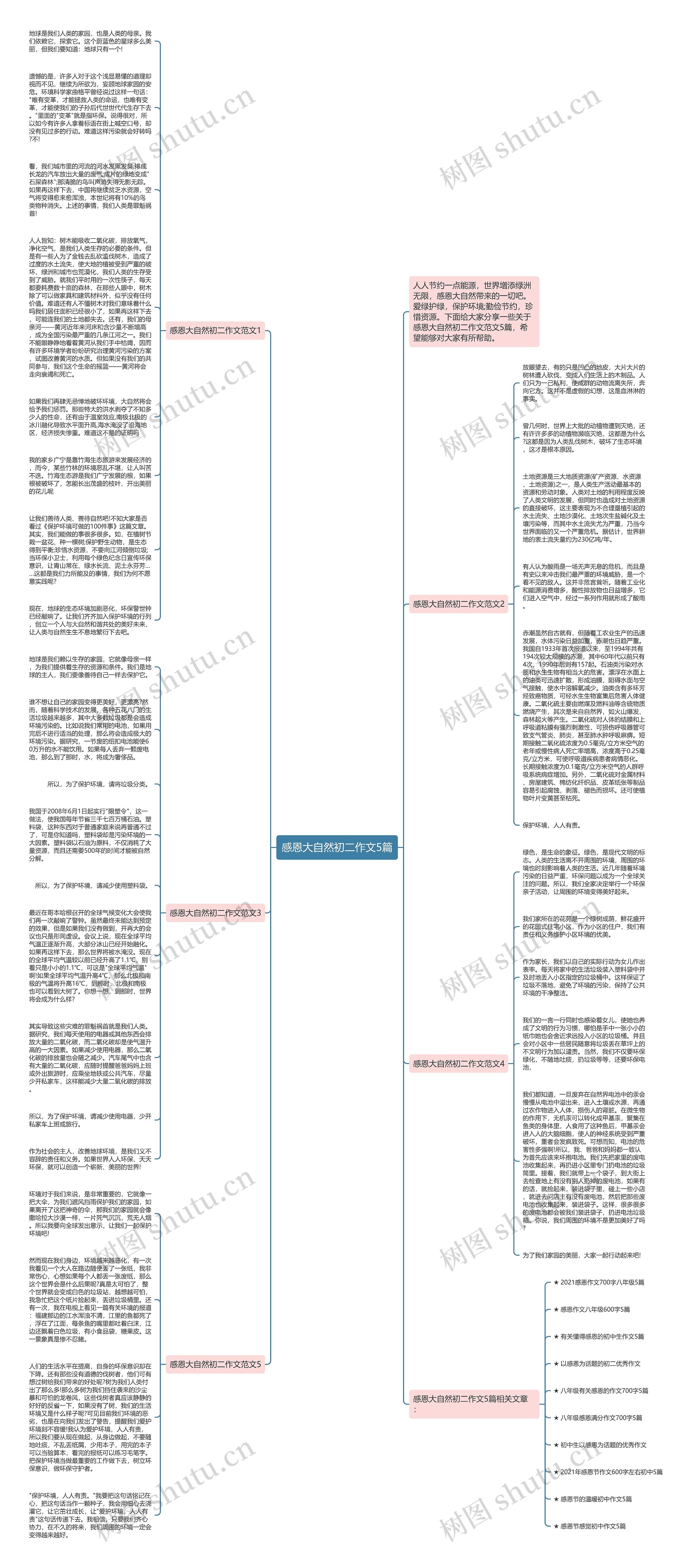 感恩大自然初二作文5篇思维导图