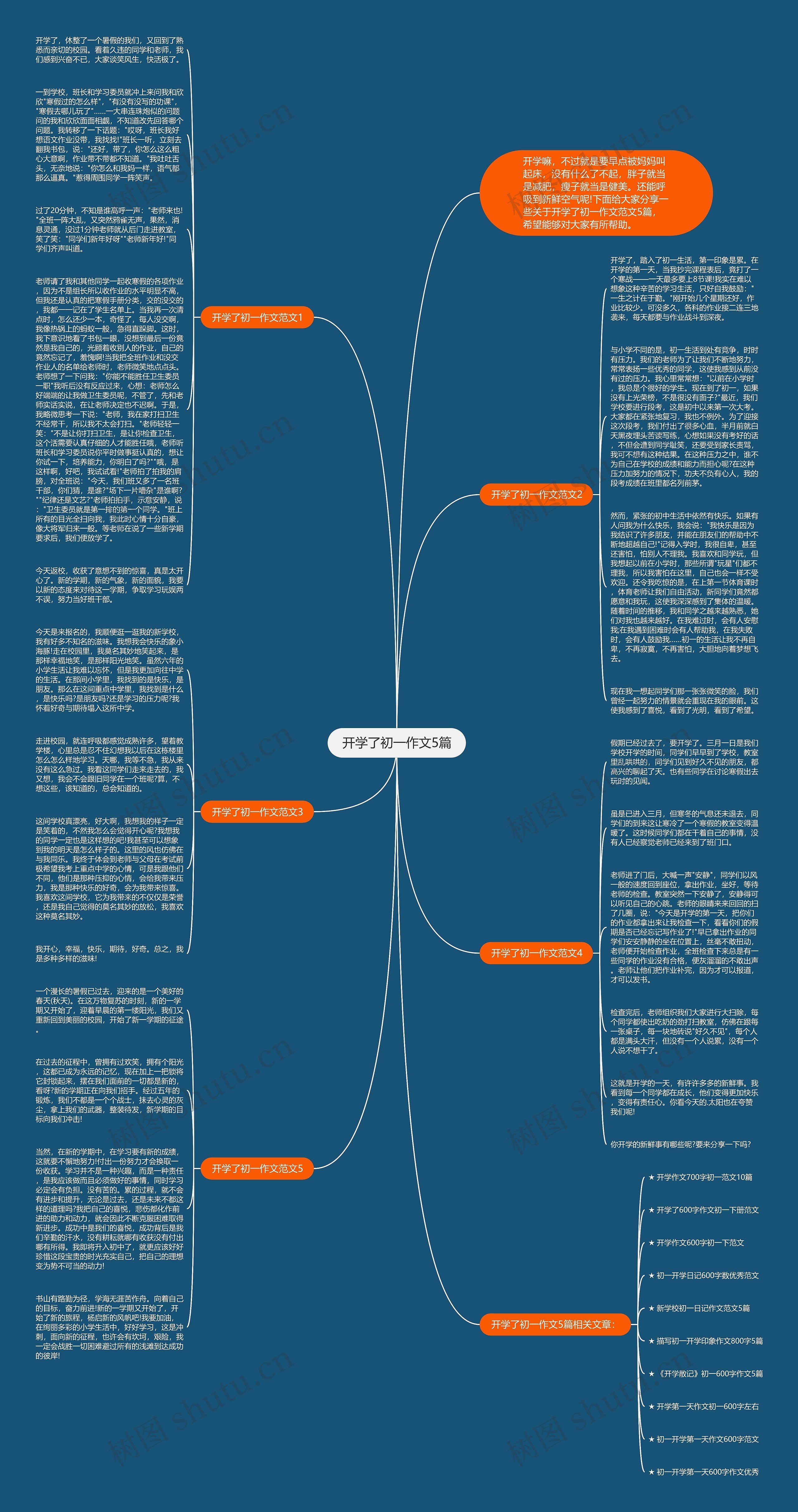开学了初一作文5篇思维导图