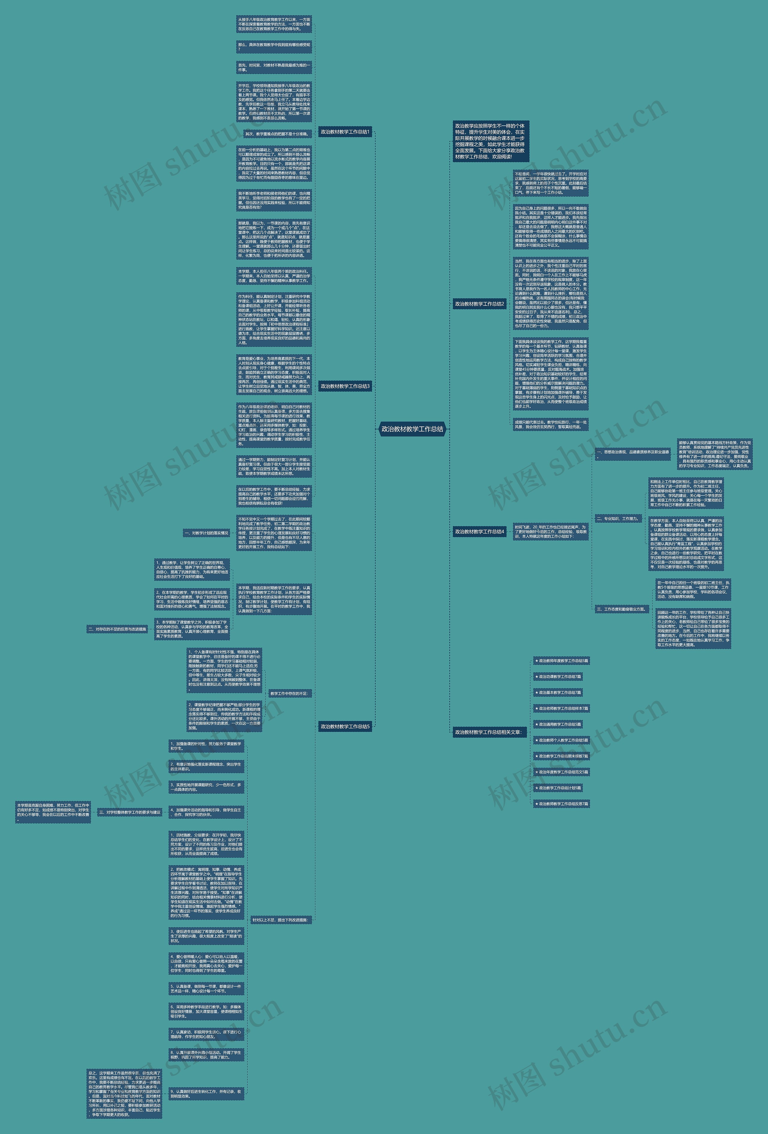 政治教材教学工作总结思维导图