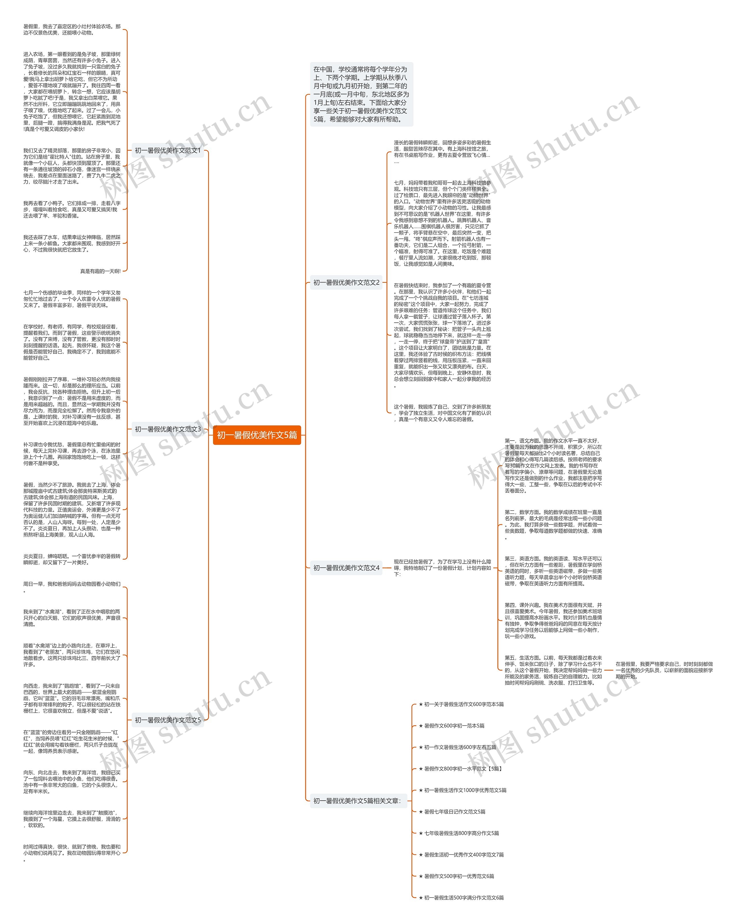 初一暑假优美作文5篇思维导图