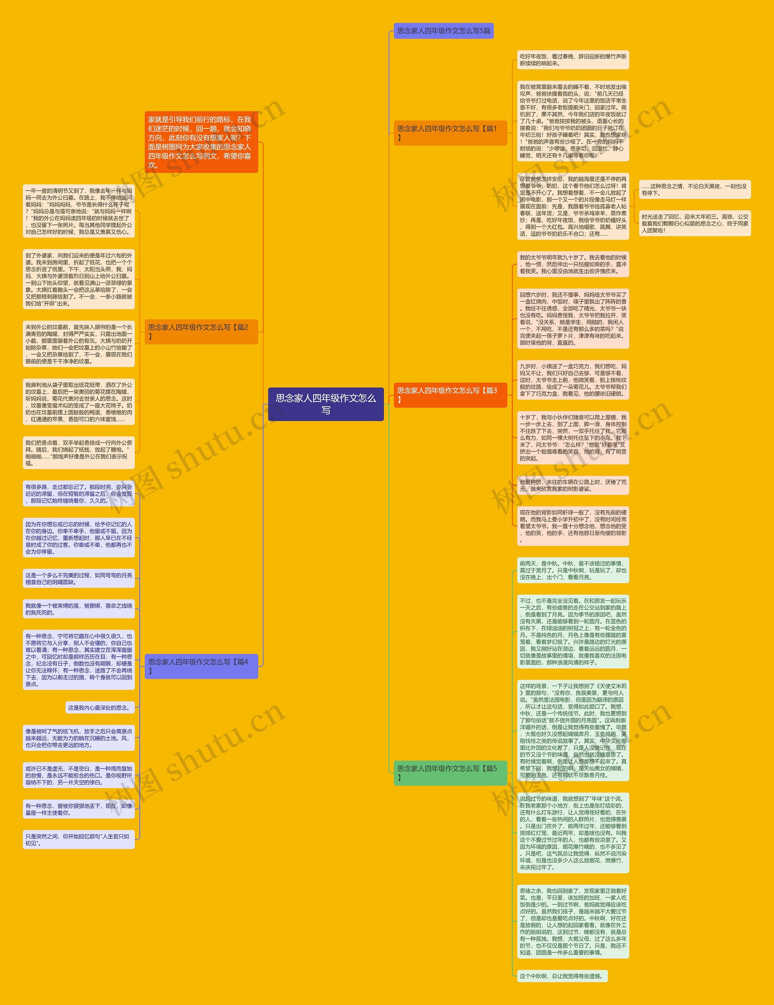 思念家人四年级作文怎么写思维导图