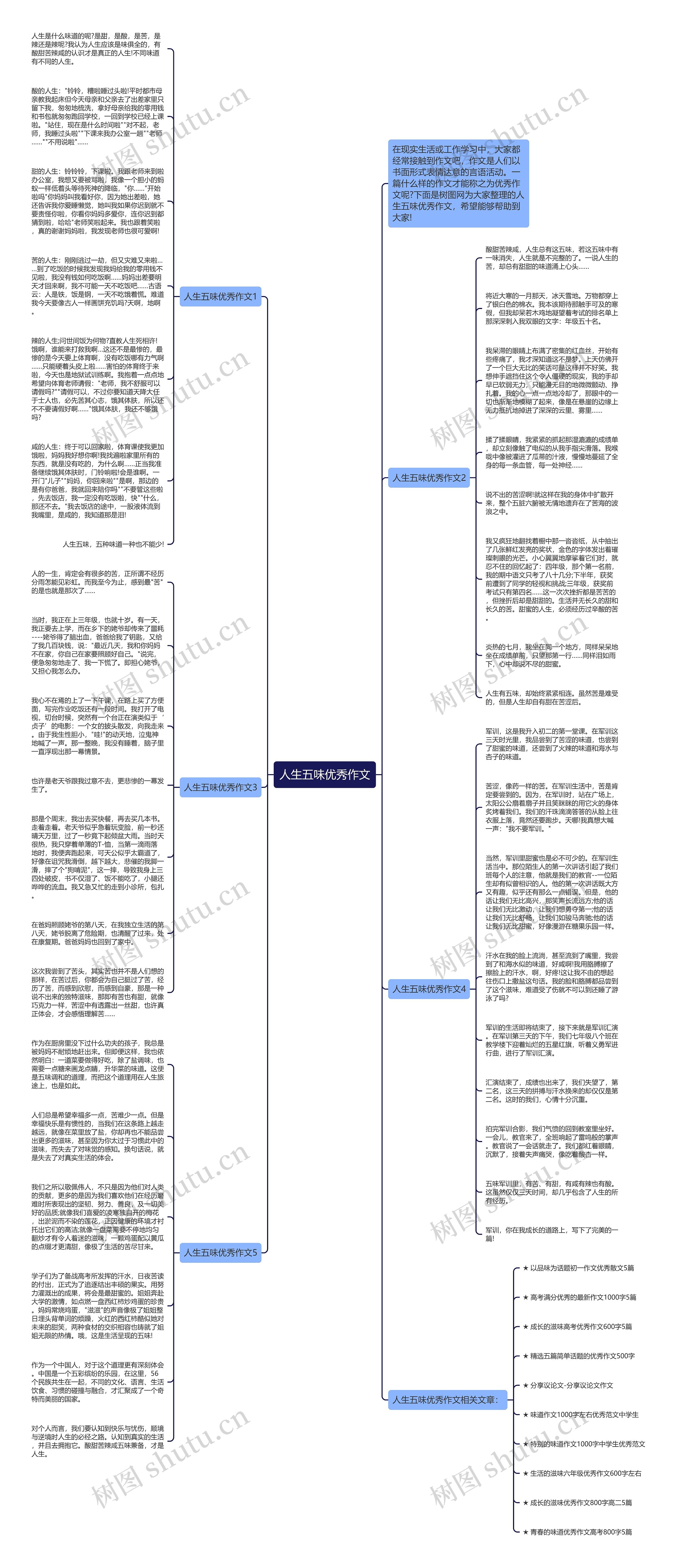 人生五味优秀作文思维导图