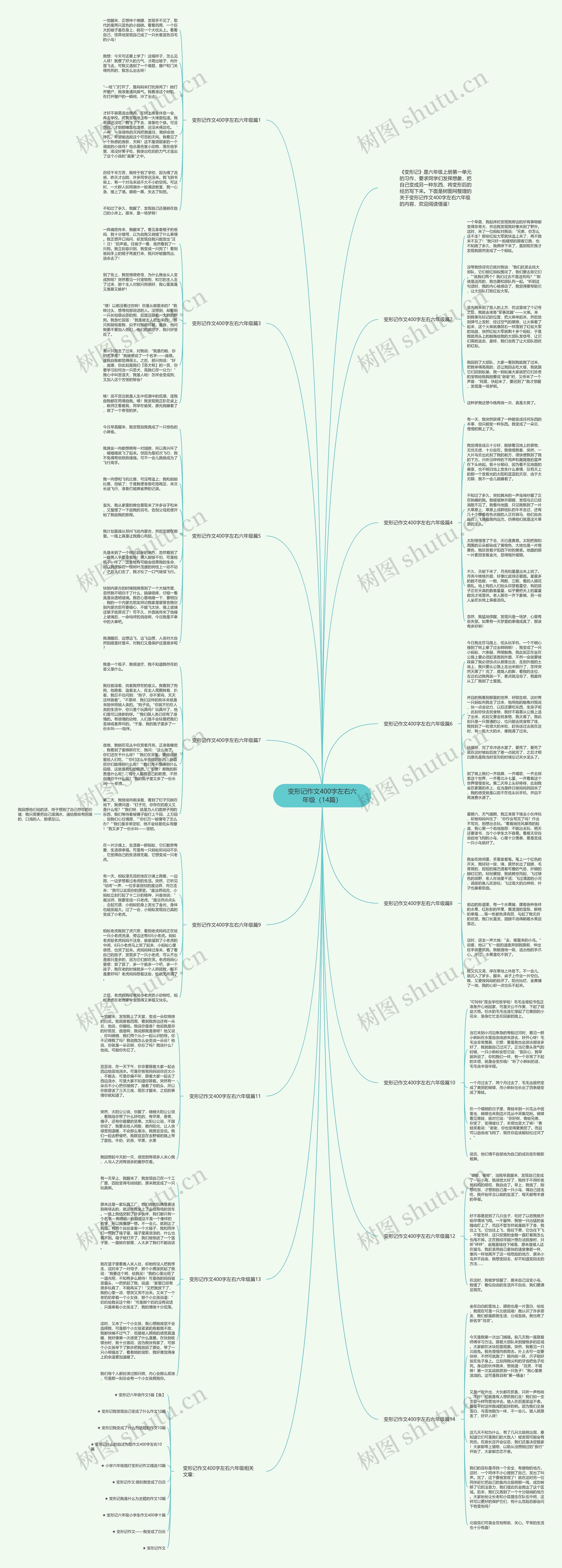 变形记作文400字左右六年级（14篇）思维导图
