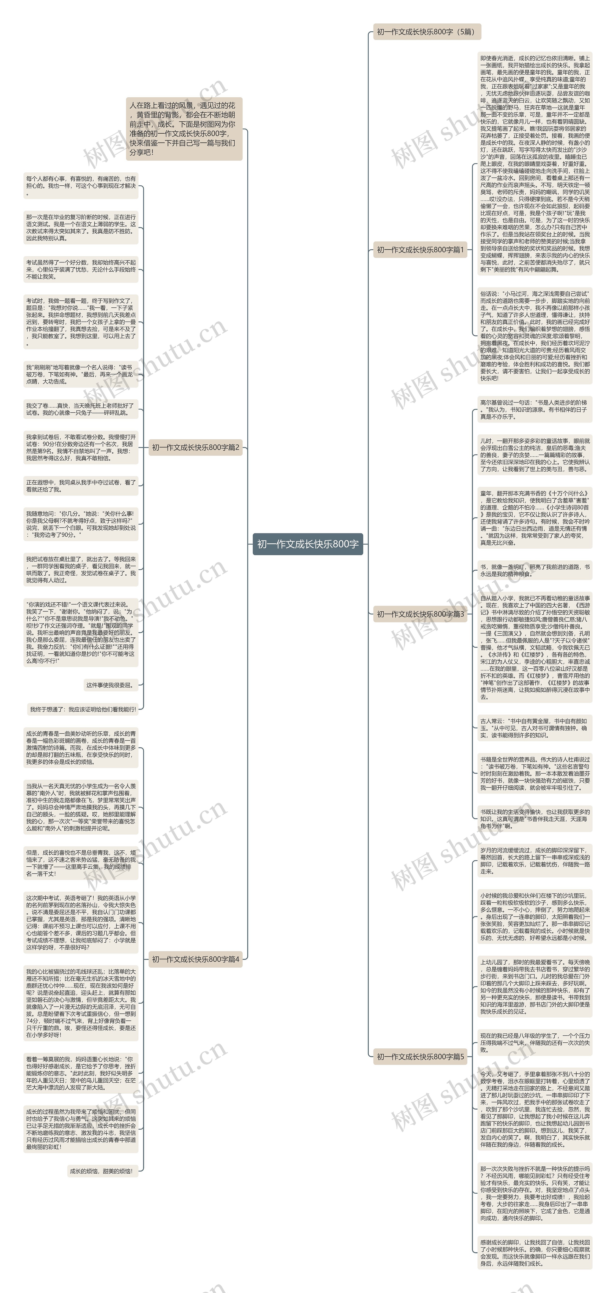 初一作文成长快乐800字思维导图