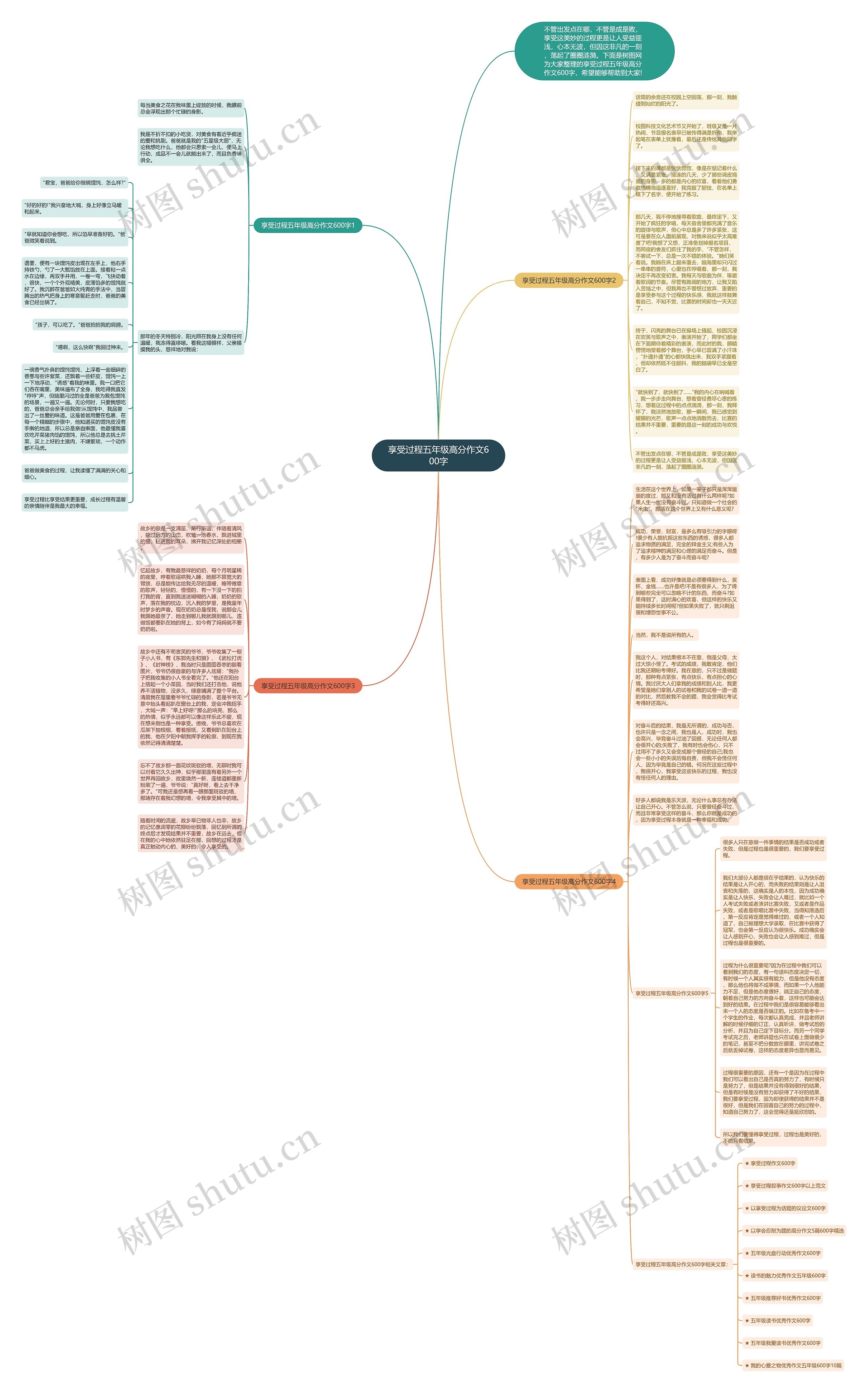 享受过程五年级高分作文600字思维导图
