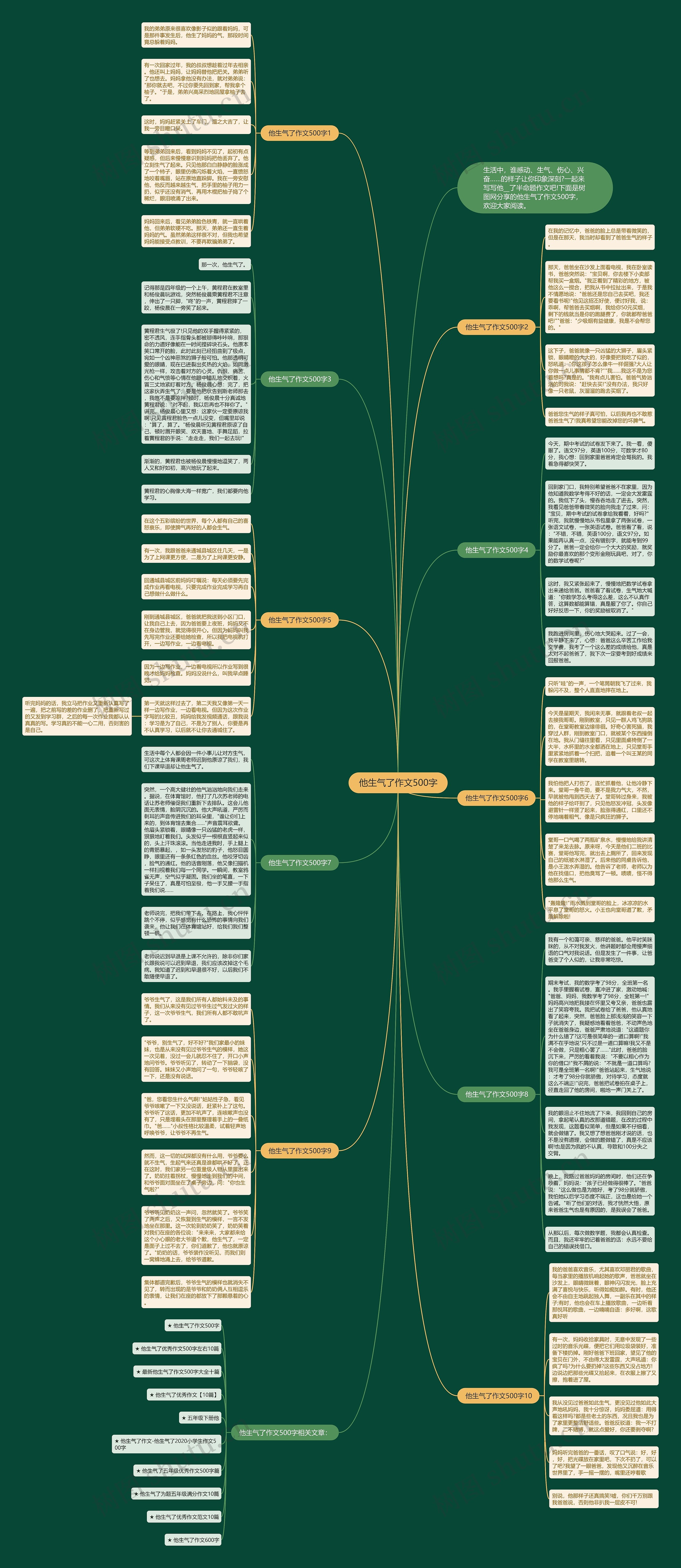 他生气了作文500字思维导图