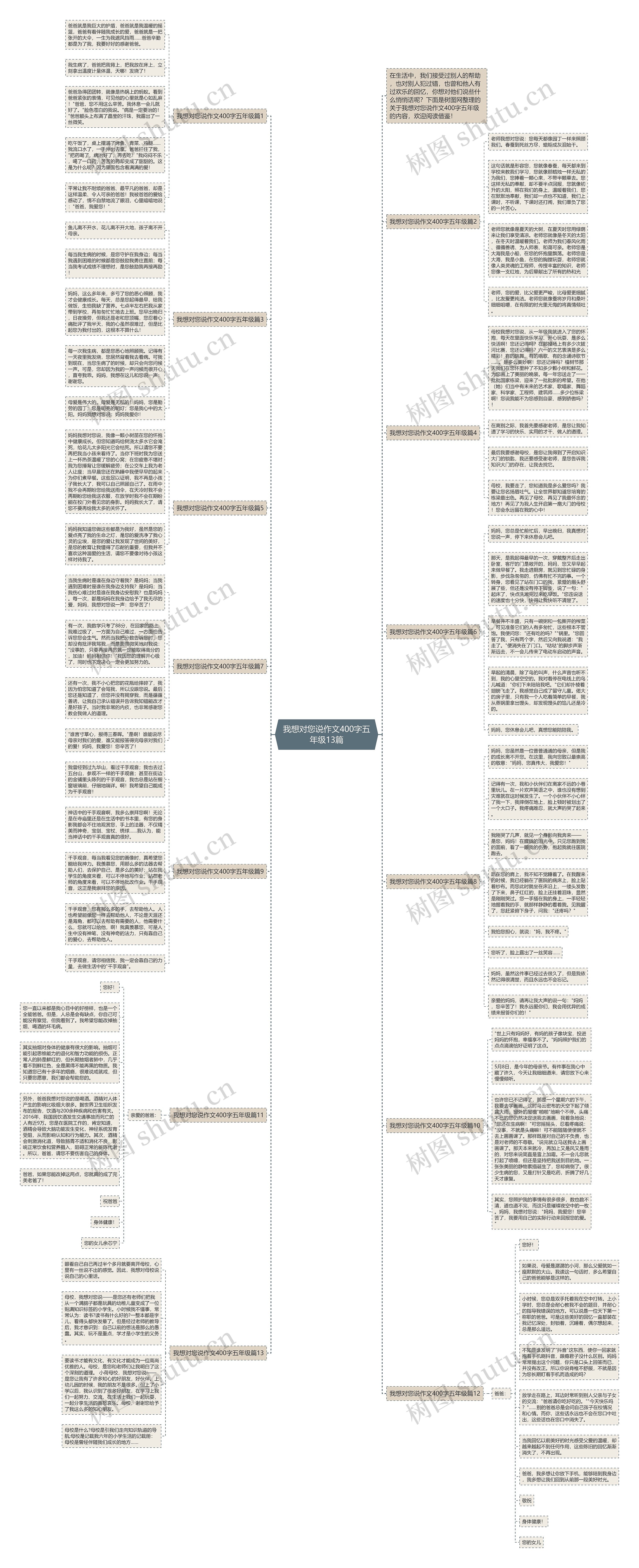 我想对您说作文400字五年级13篇思维导图