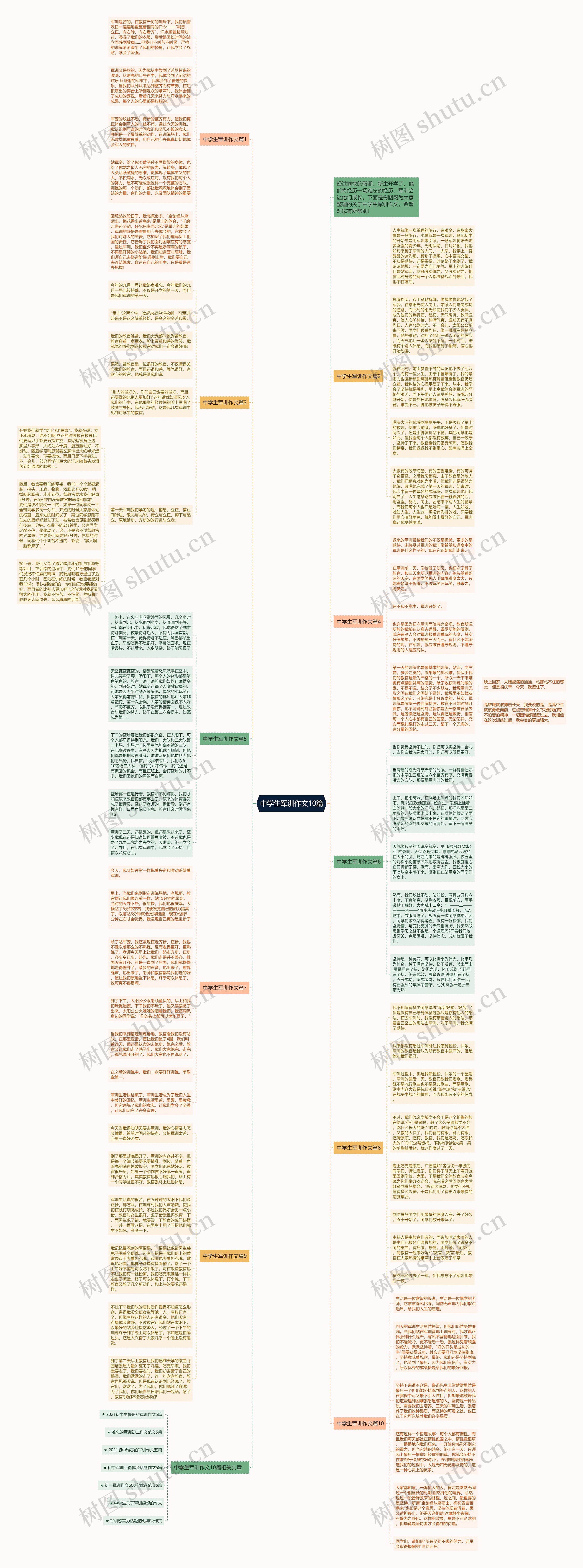 中学生军训作文10篇思维导图