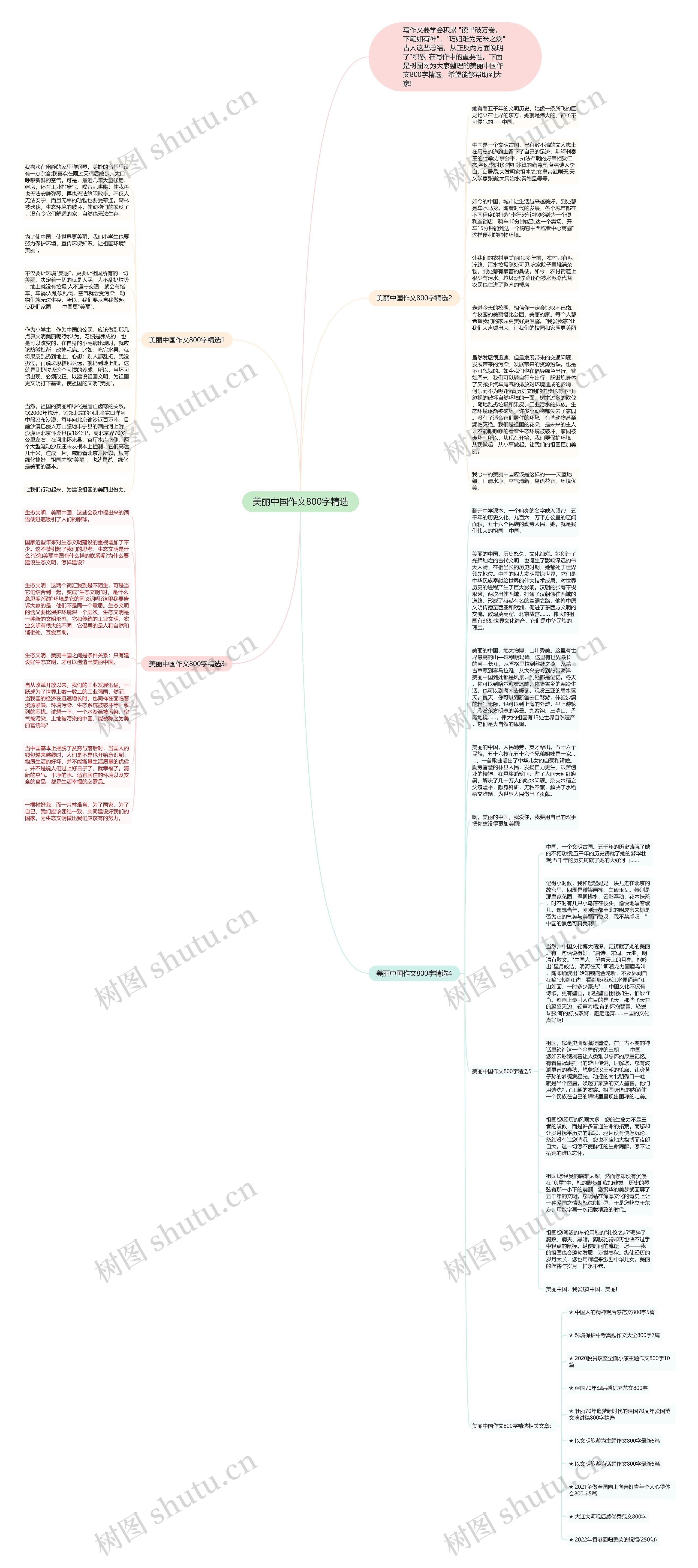 美丽中国作文800字精选思维导图