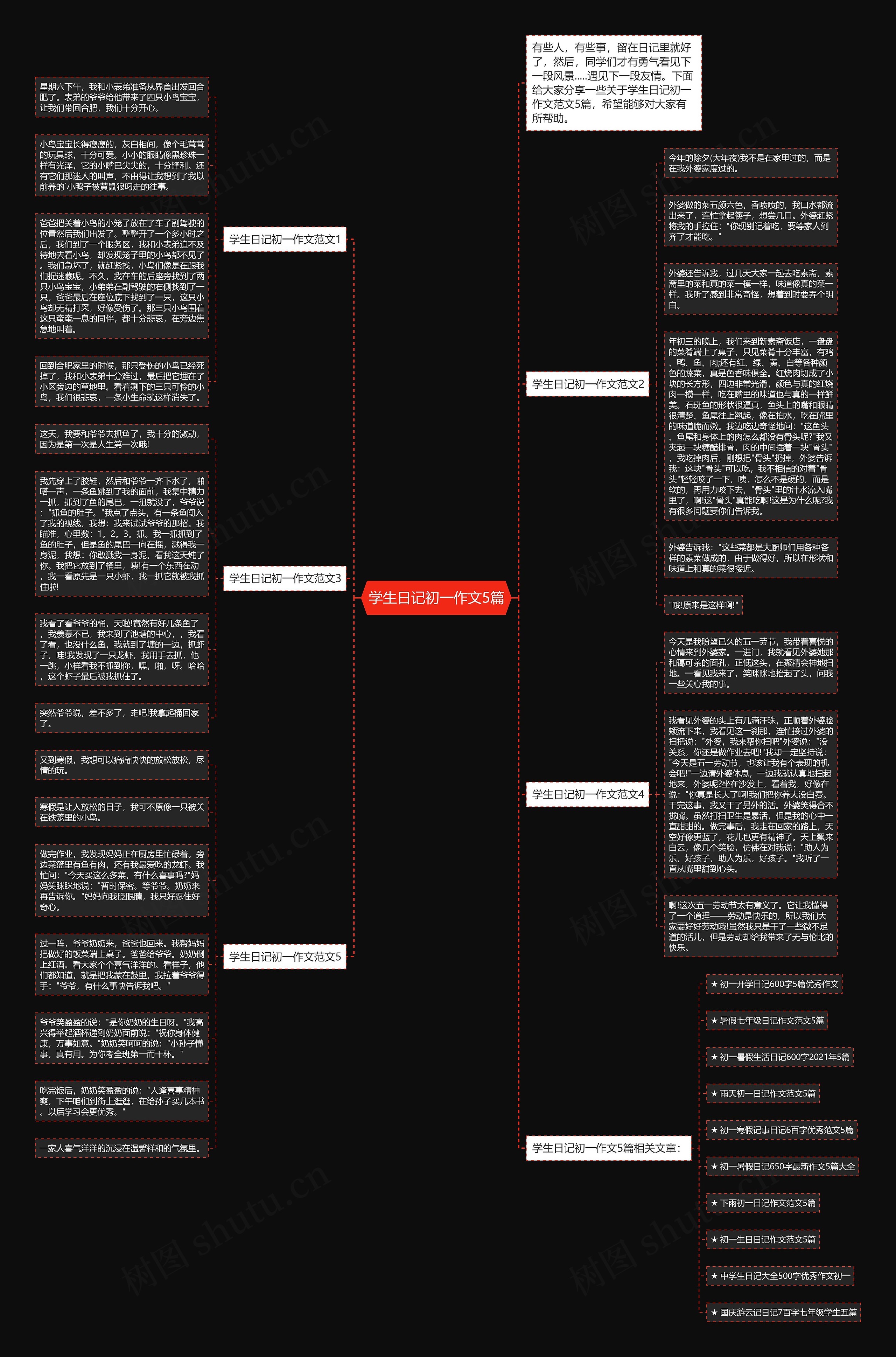 学生日记初一作文5篇思维导图