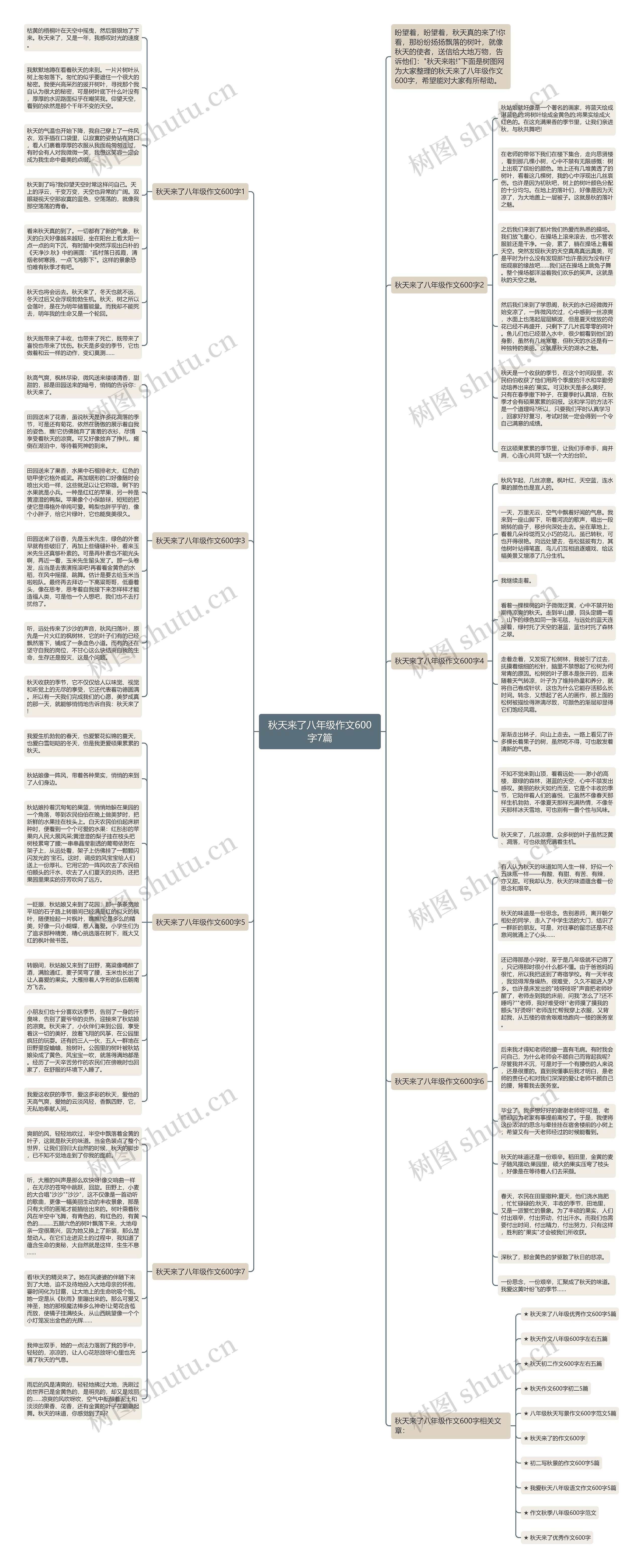 秋天来了八年级作文600字7篇思维导图