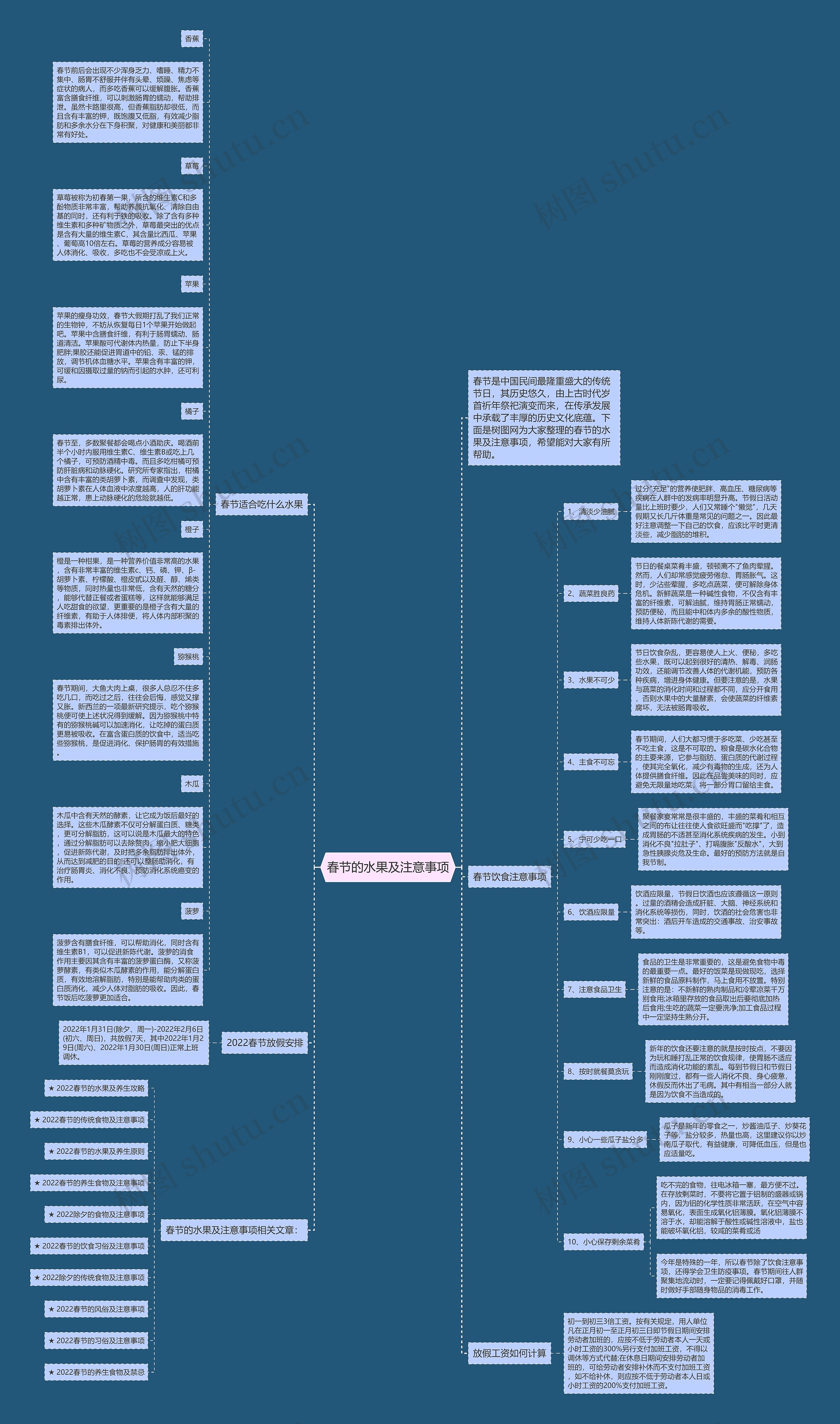 春节的水果及注意事项思维导图