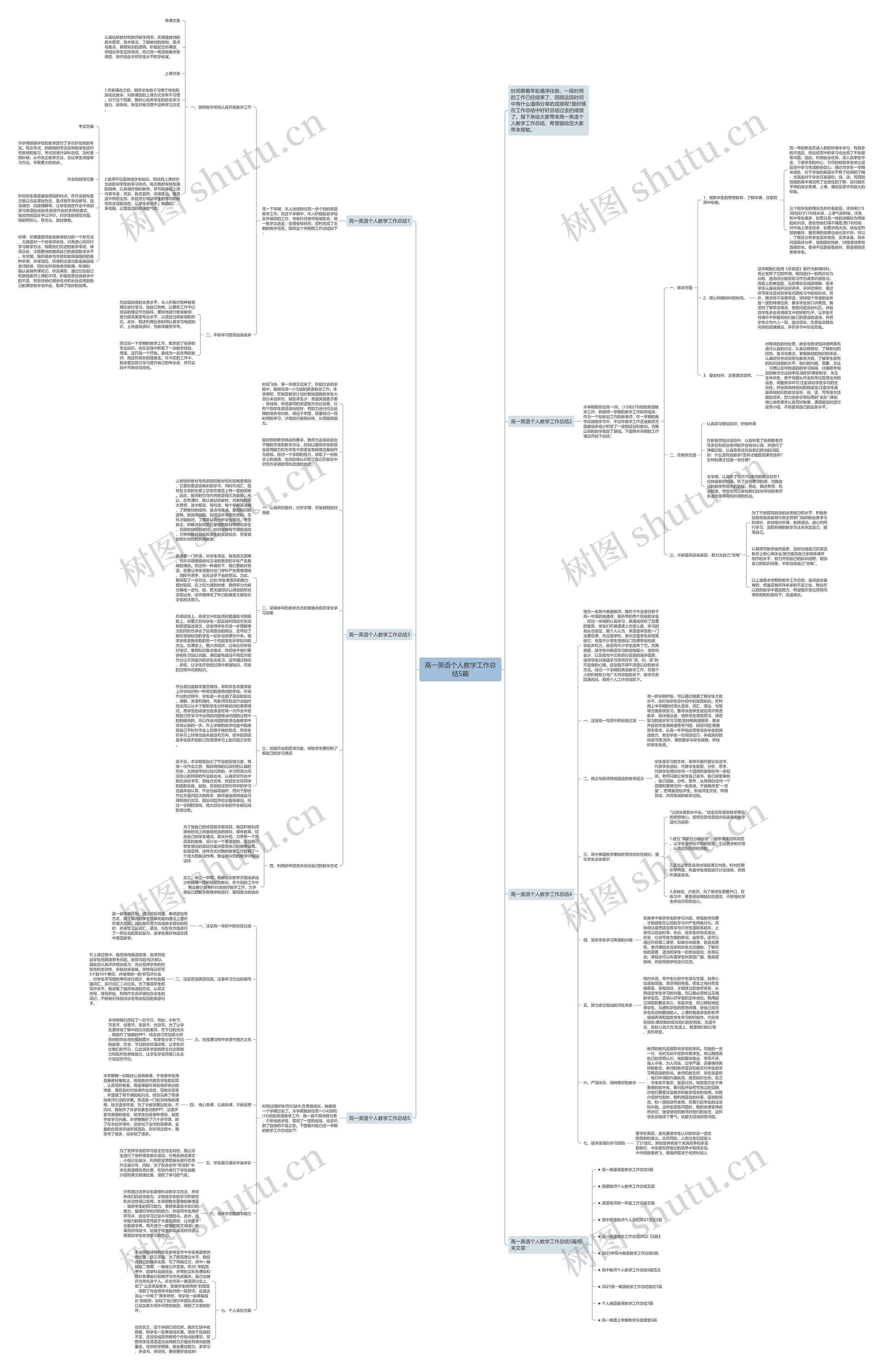 高一英语个人教学工作总结5篇思维导图