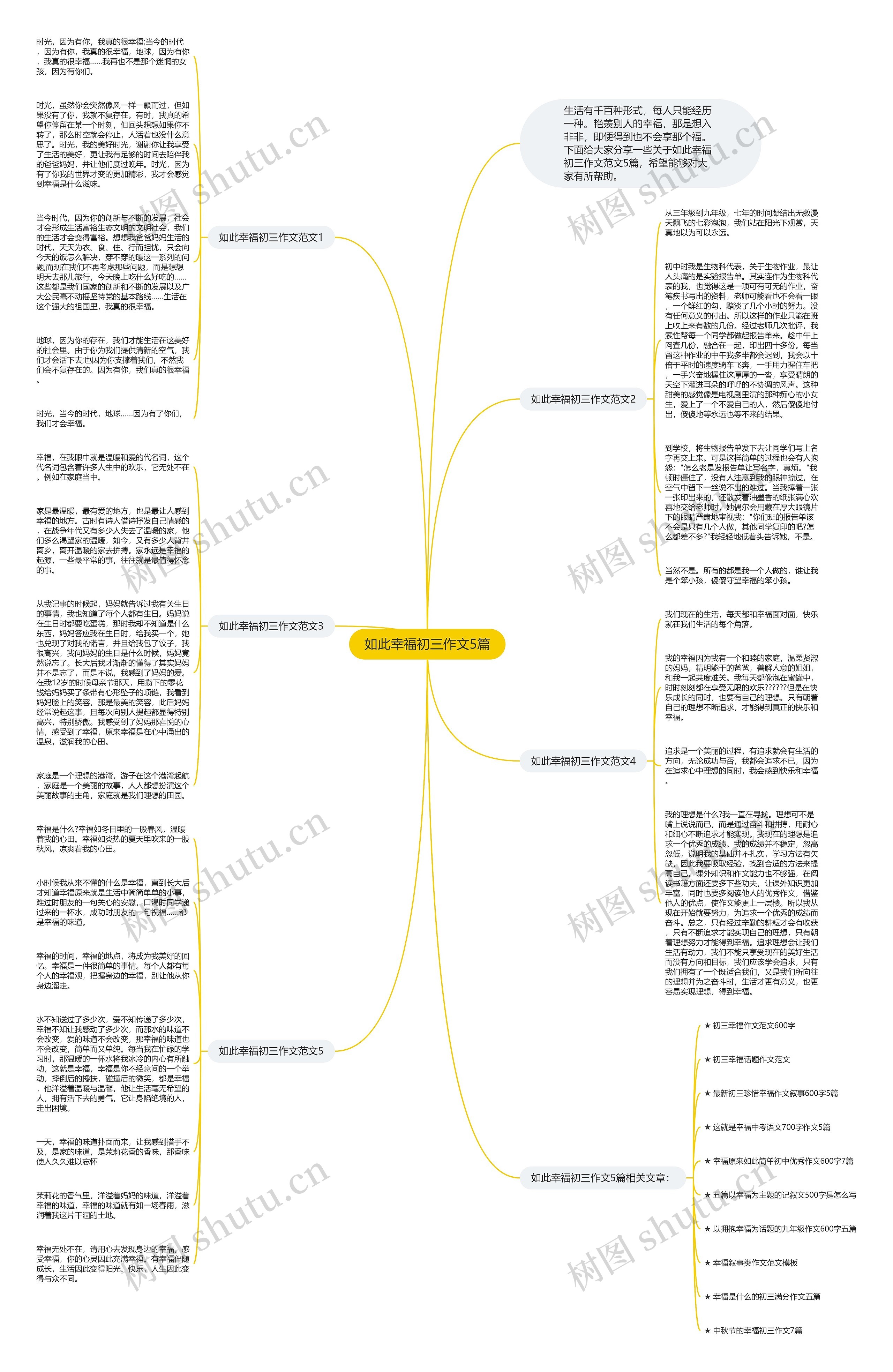 如此幸福初三作文5篇思维导图