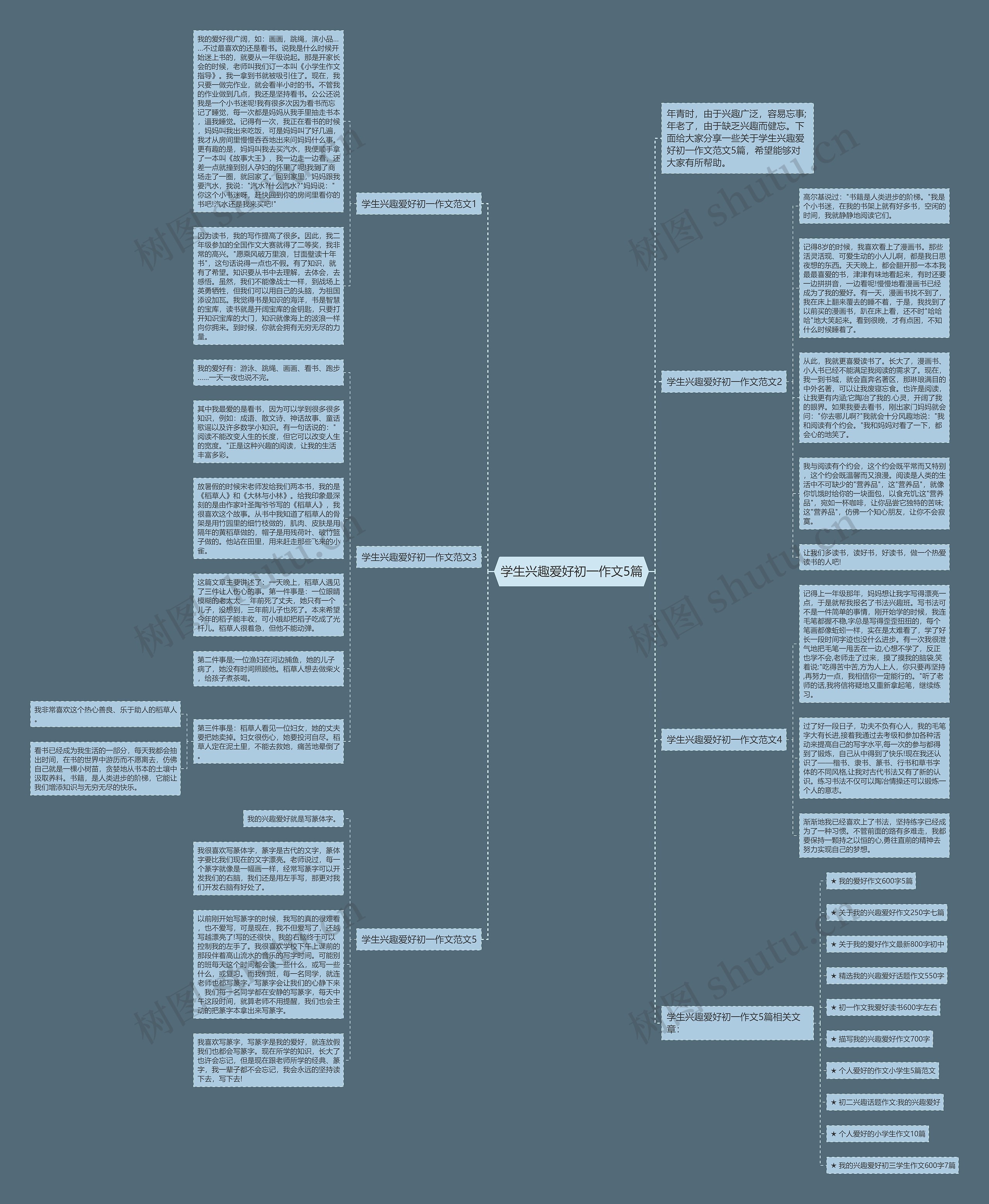 学生兴趣爱好初一作文5篇思维导图高清图 学生兴趣爱好初一作文5篇思维导图
