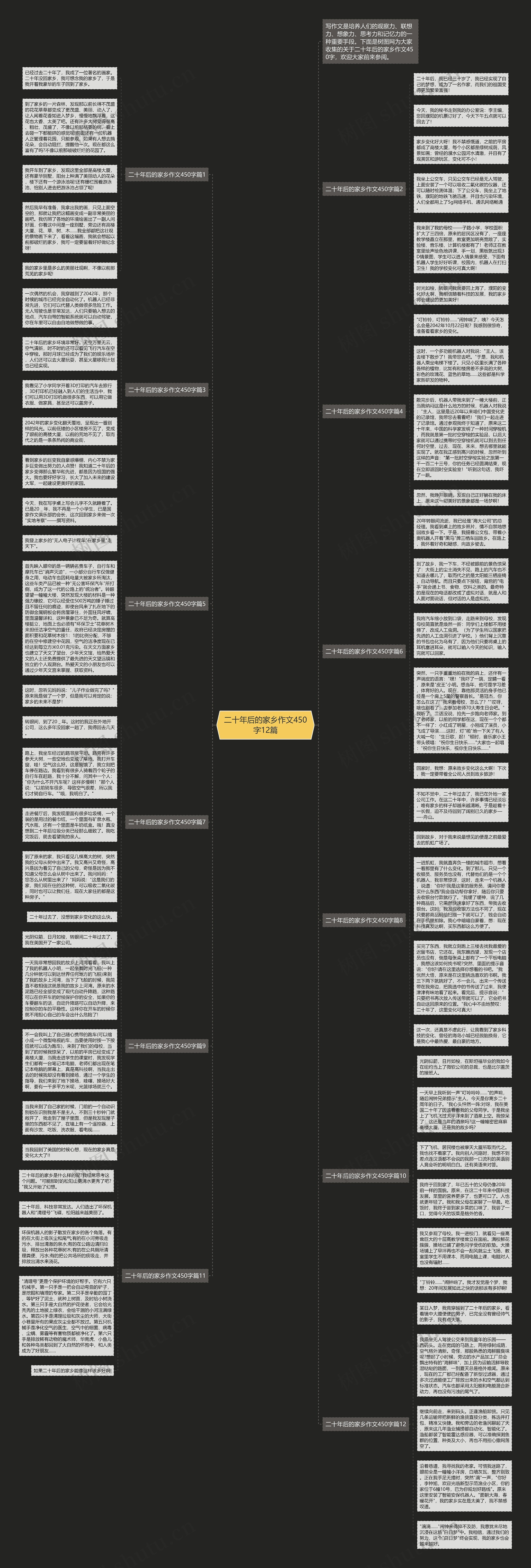 二十年后的家乡作文450字12篇思维导图