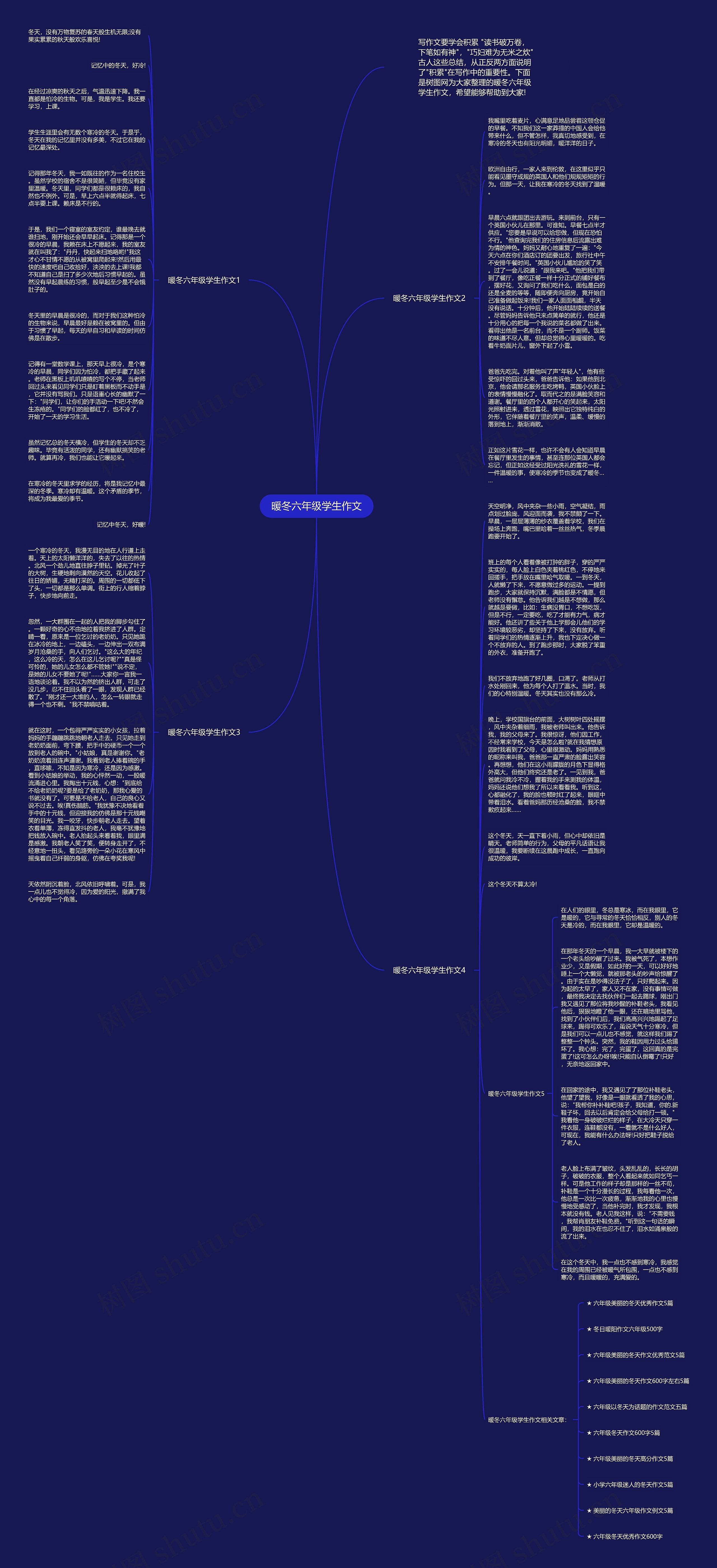 暖冬六年级学生作文思维导图