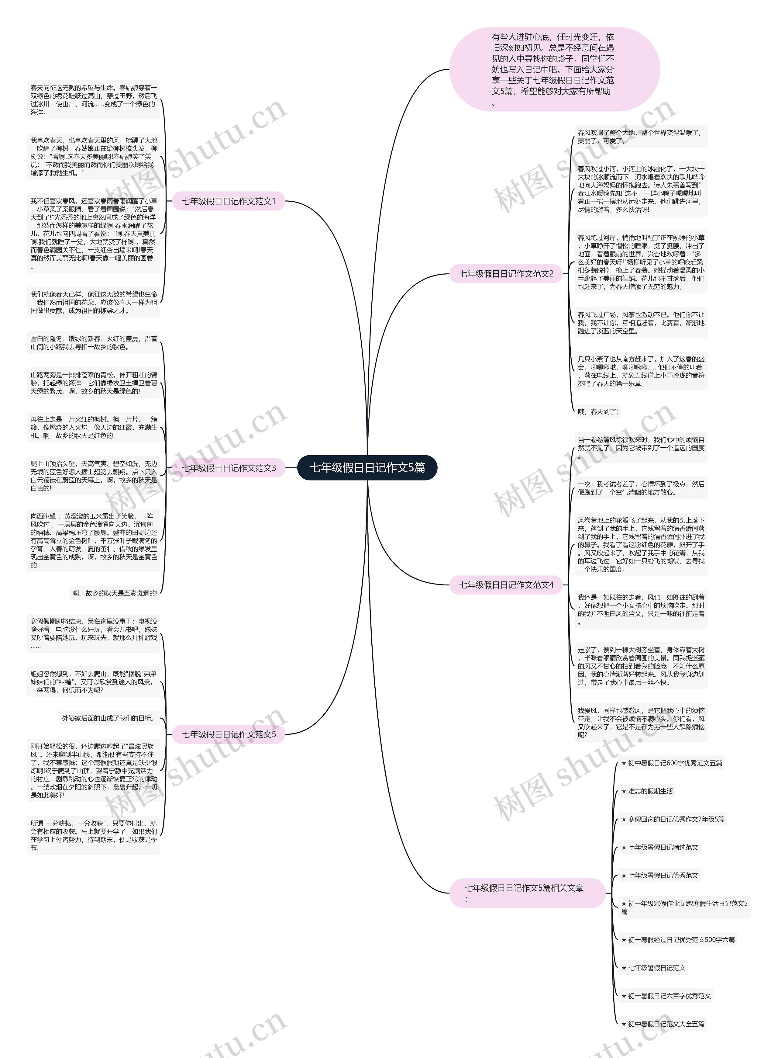 七年级假日日记作文5篇思维导图