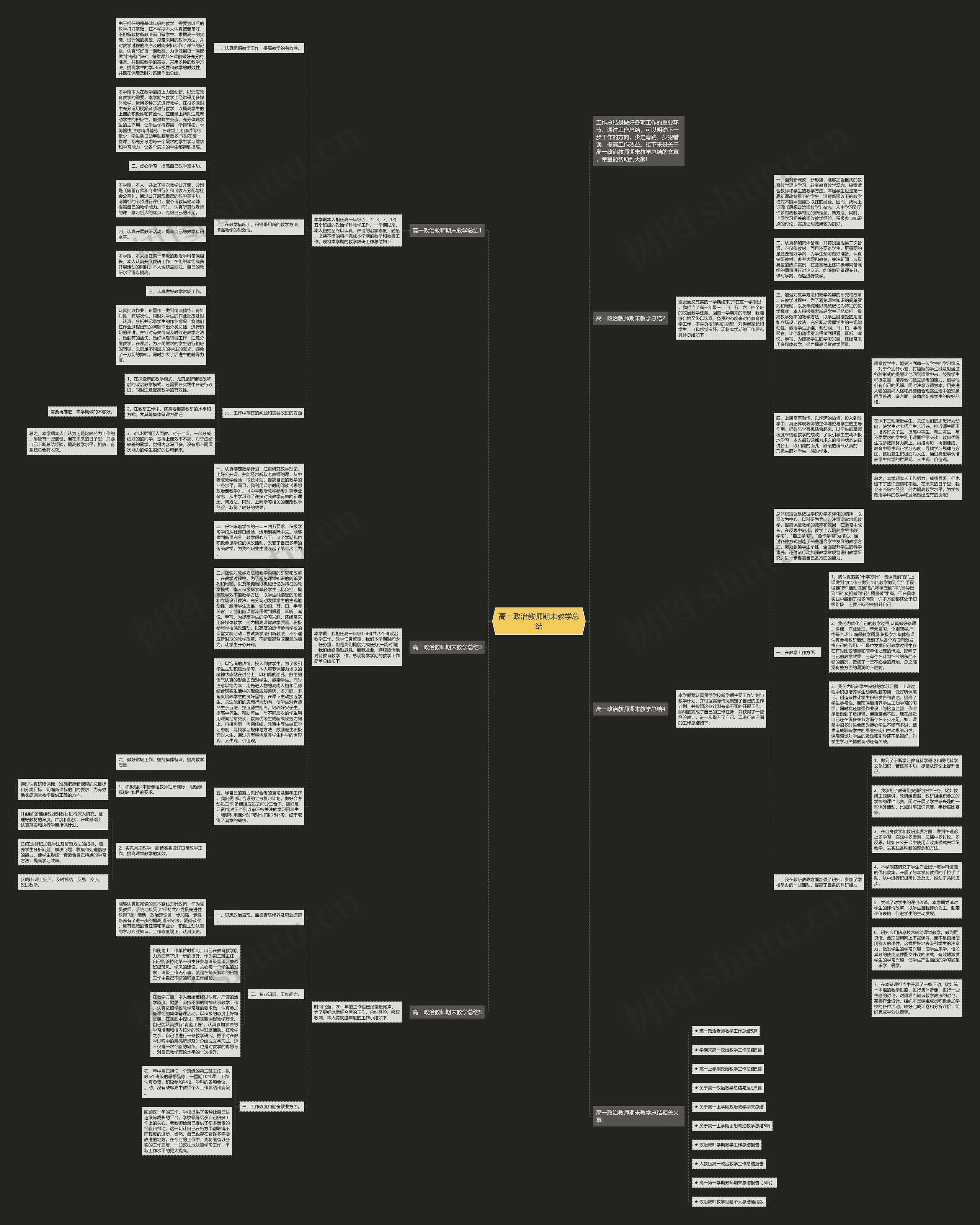 高一政治教师期末教学总结思维导图