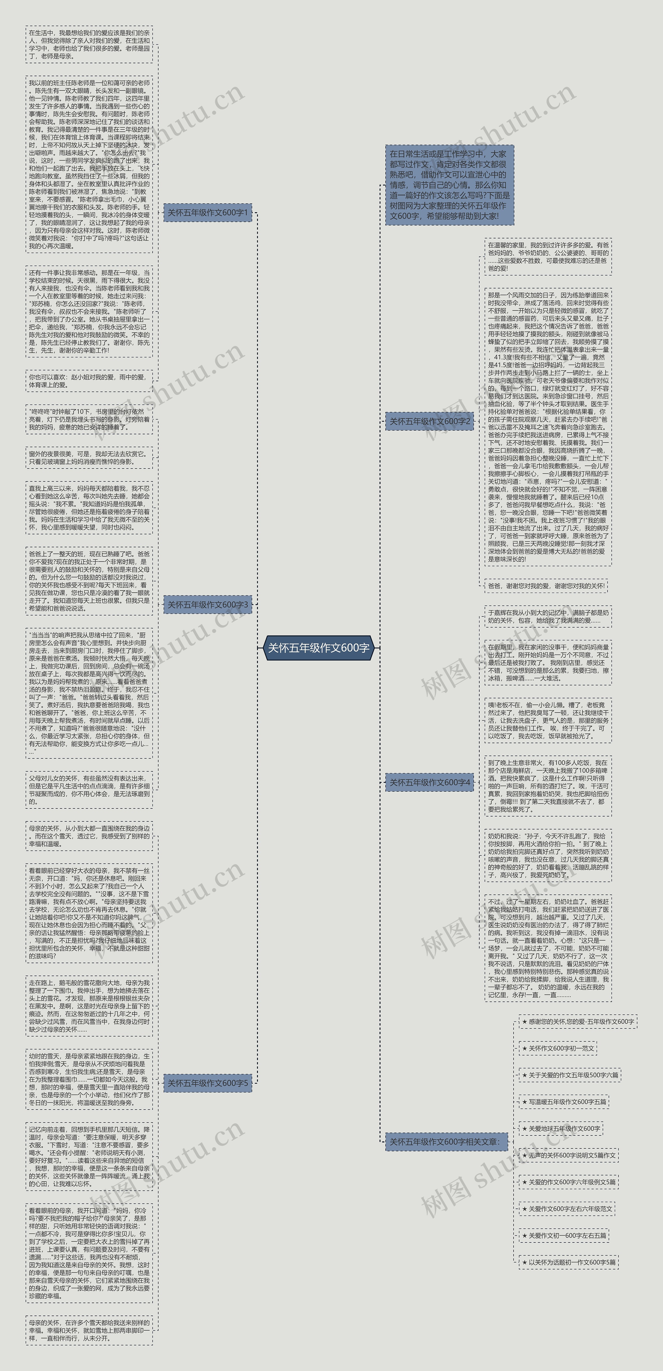 关怀五年级作文600字思维导图