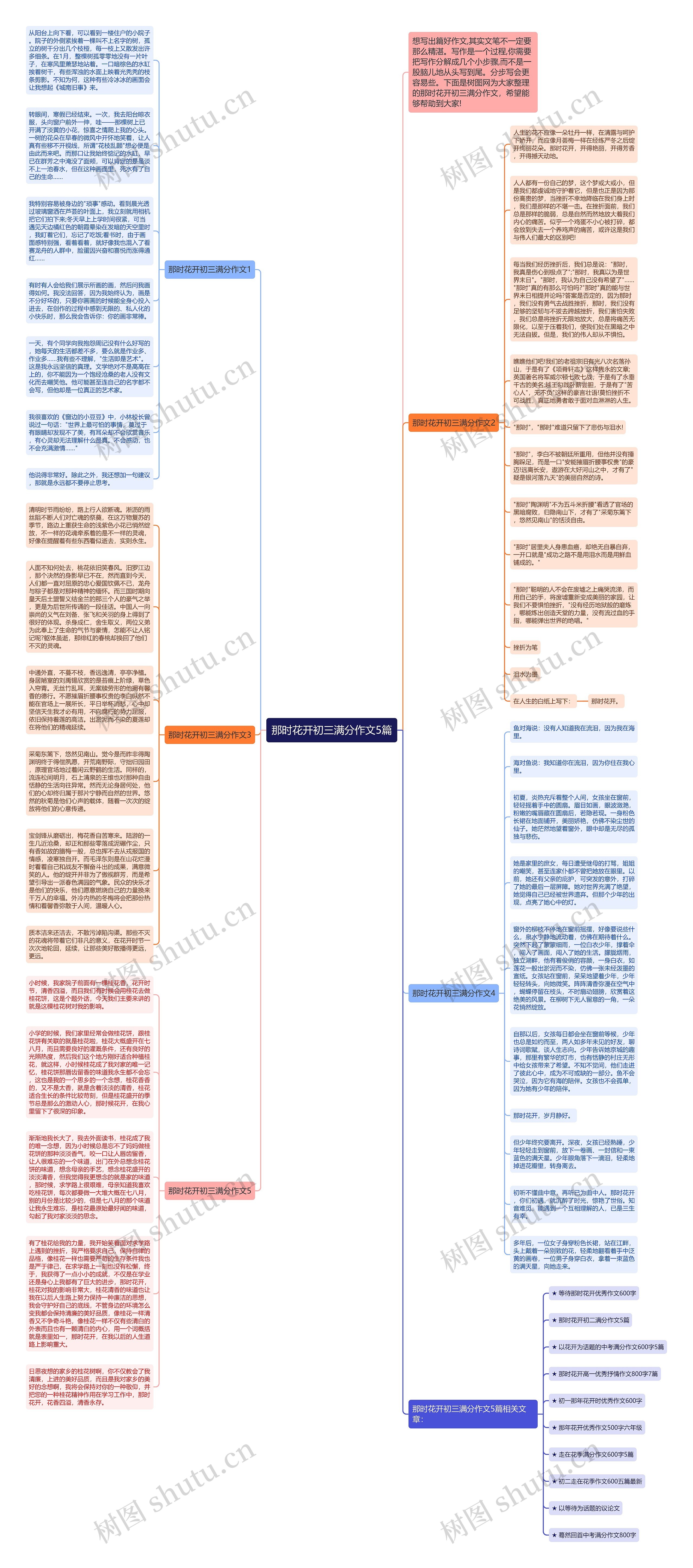 那时花开初三满分作文5篇思维导图