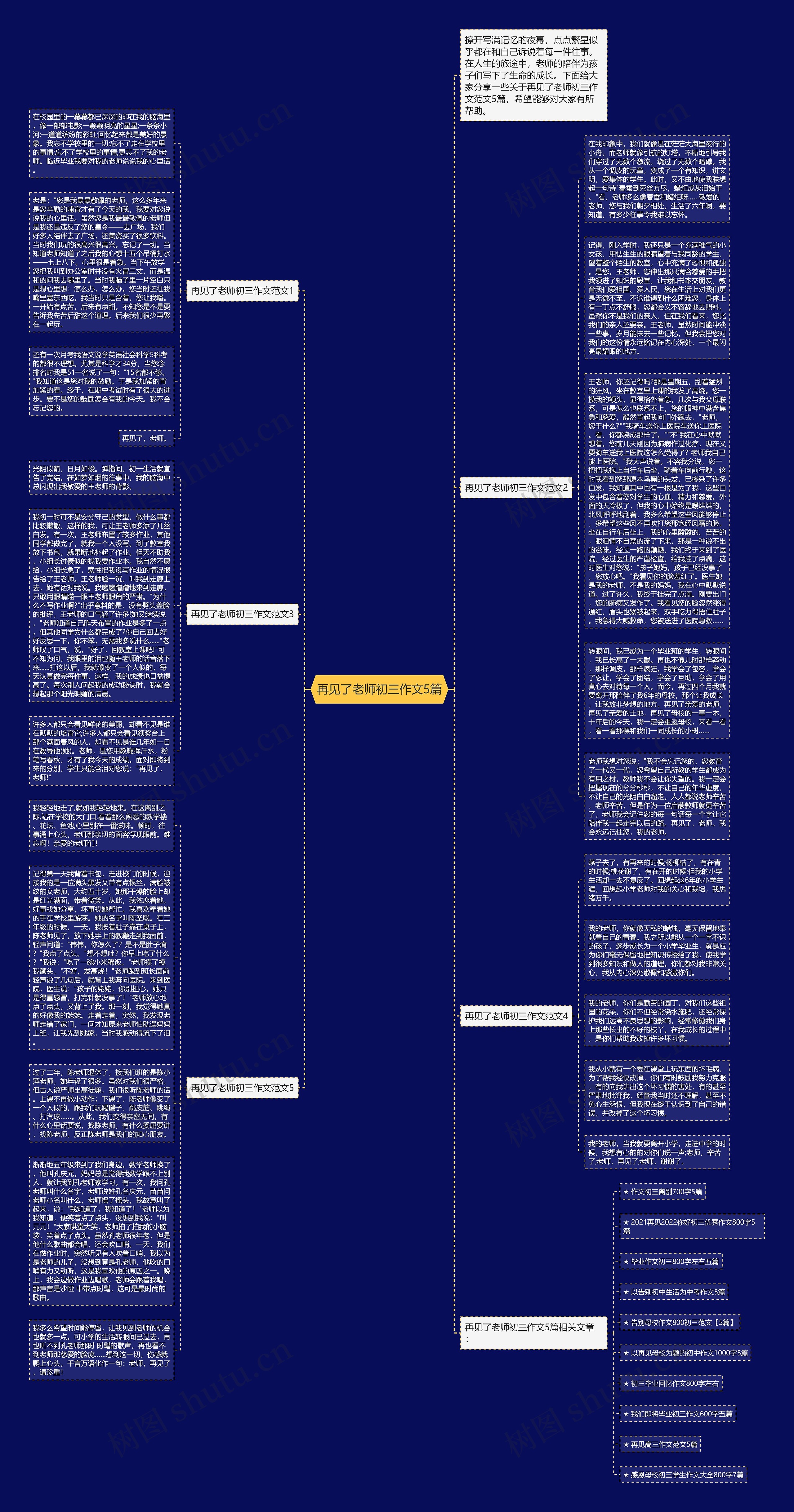 再见了老师初三作文5篇思维导图