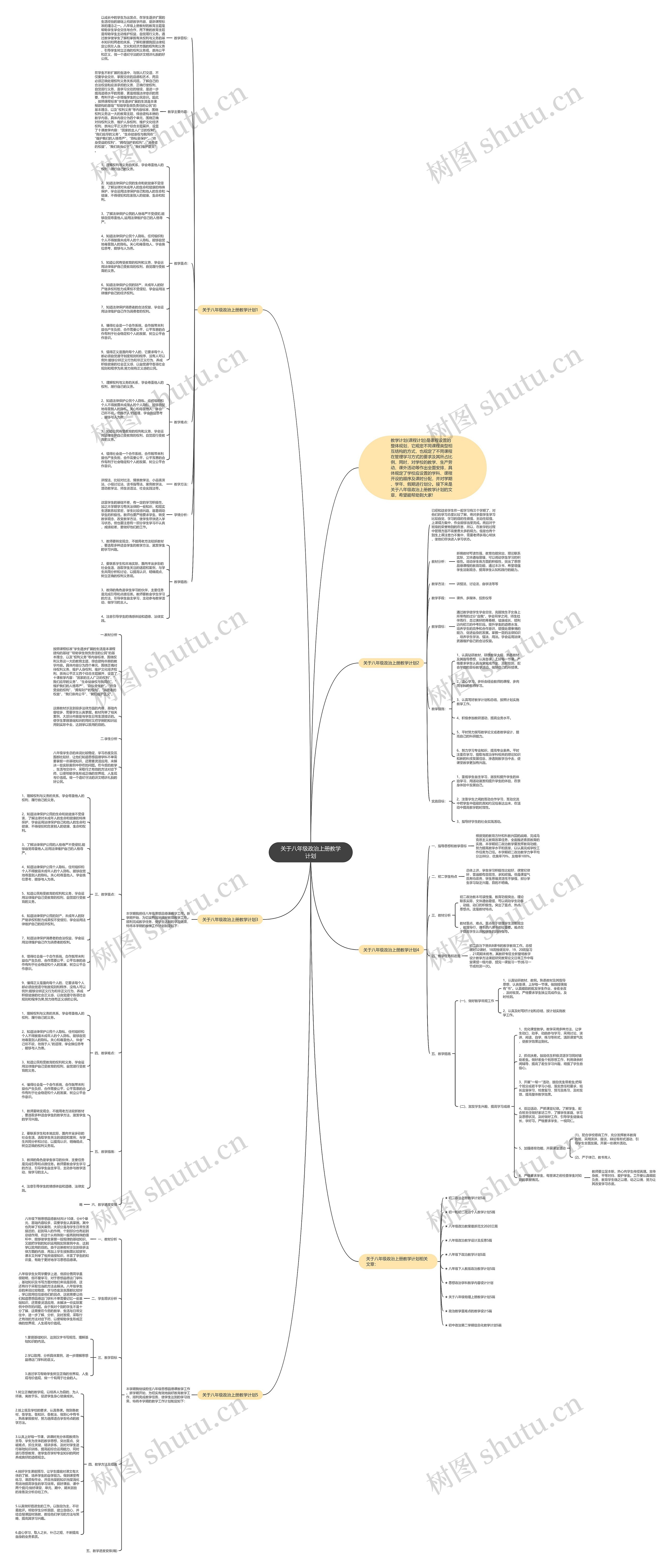 关于八年级政治上册教学计划思维导图
