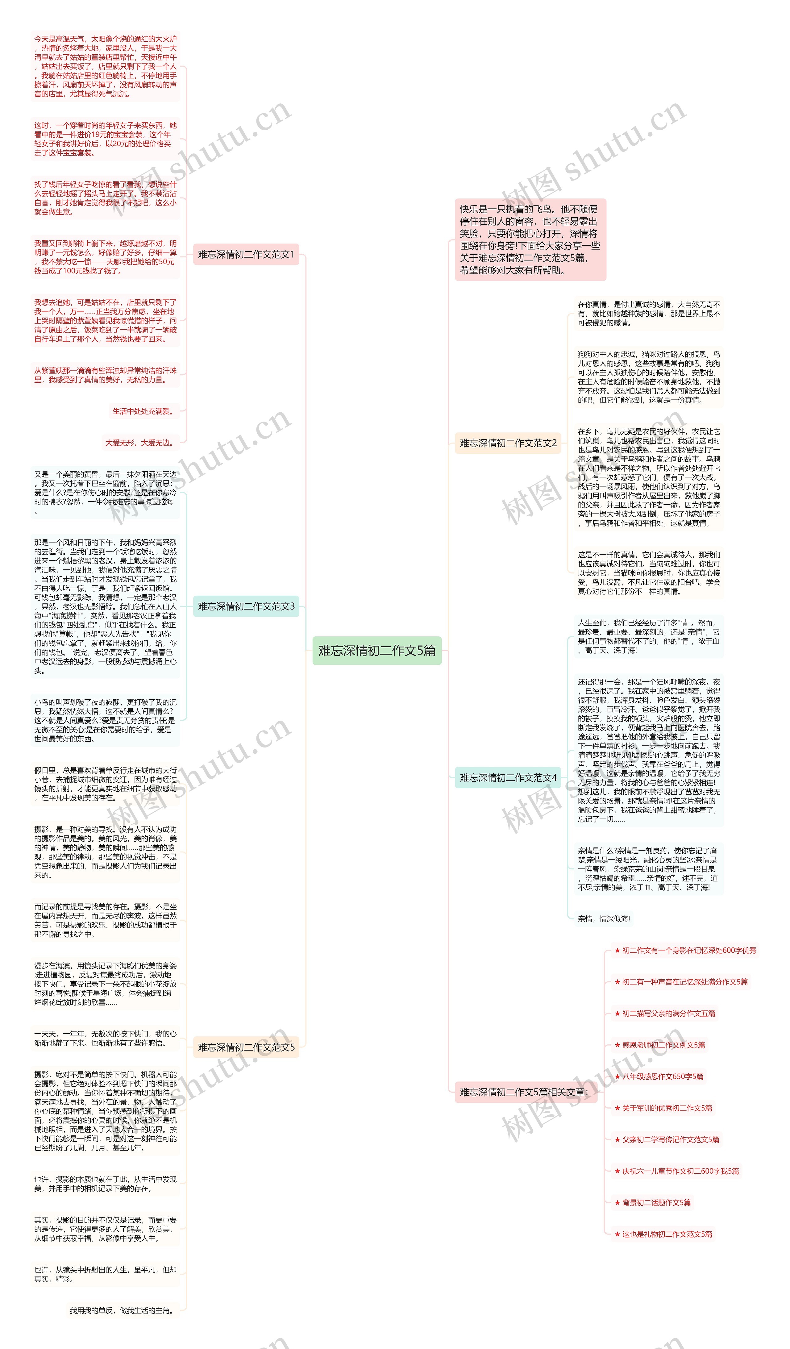 难忘深情初二作文5篇思维导图