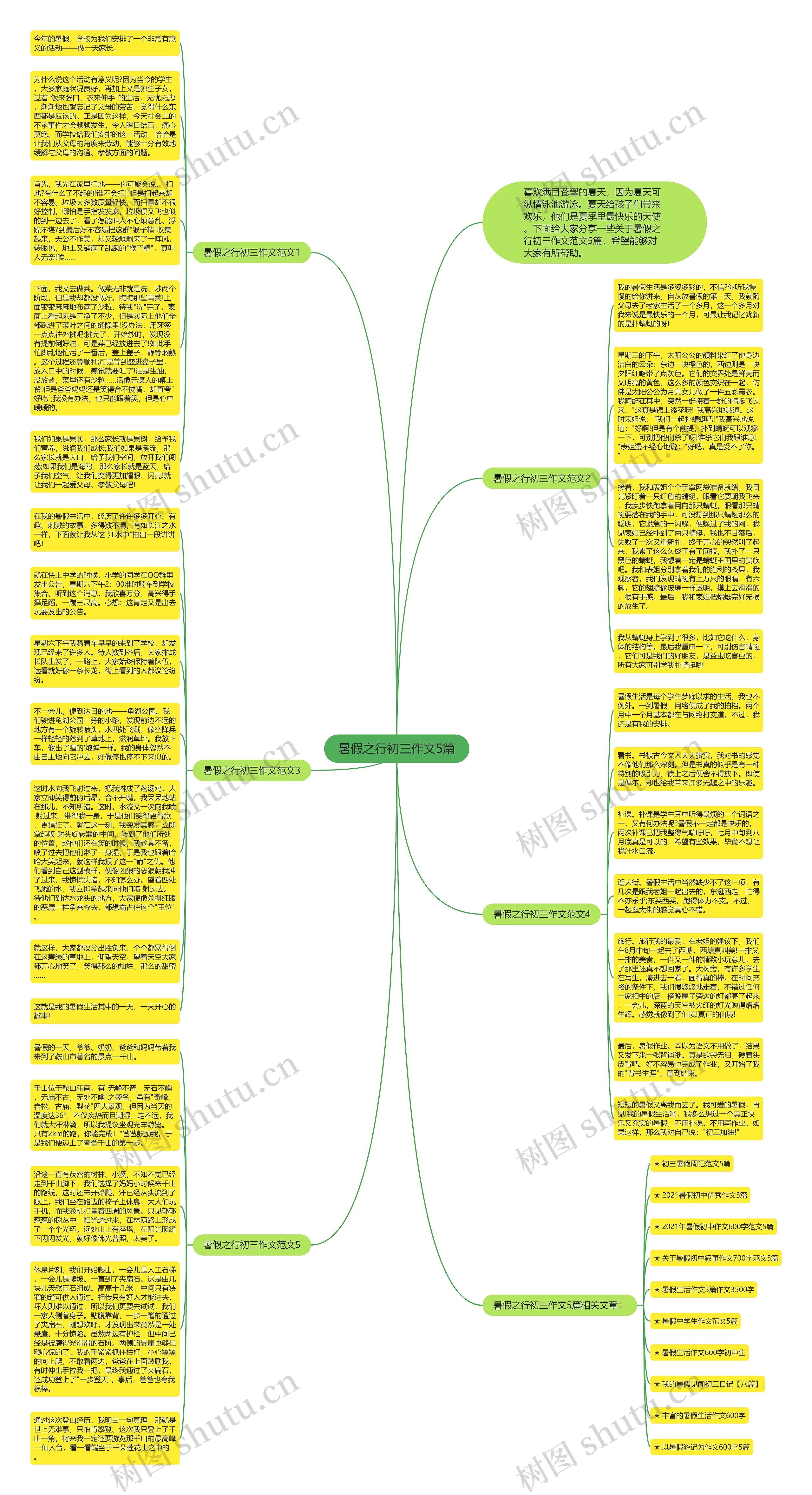 暑假之行初三作文5篇思维导图