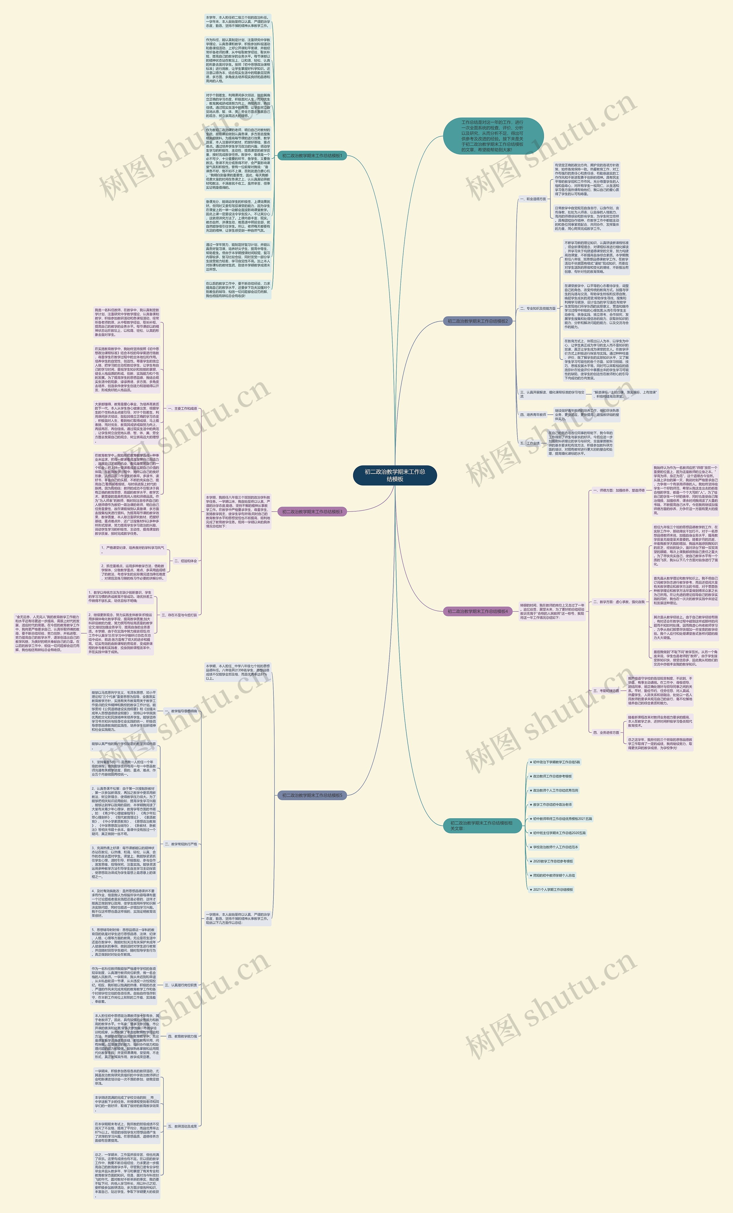 初二政治教学期末工作总结思维导图