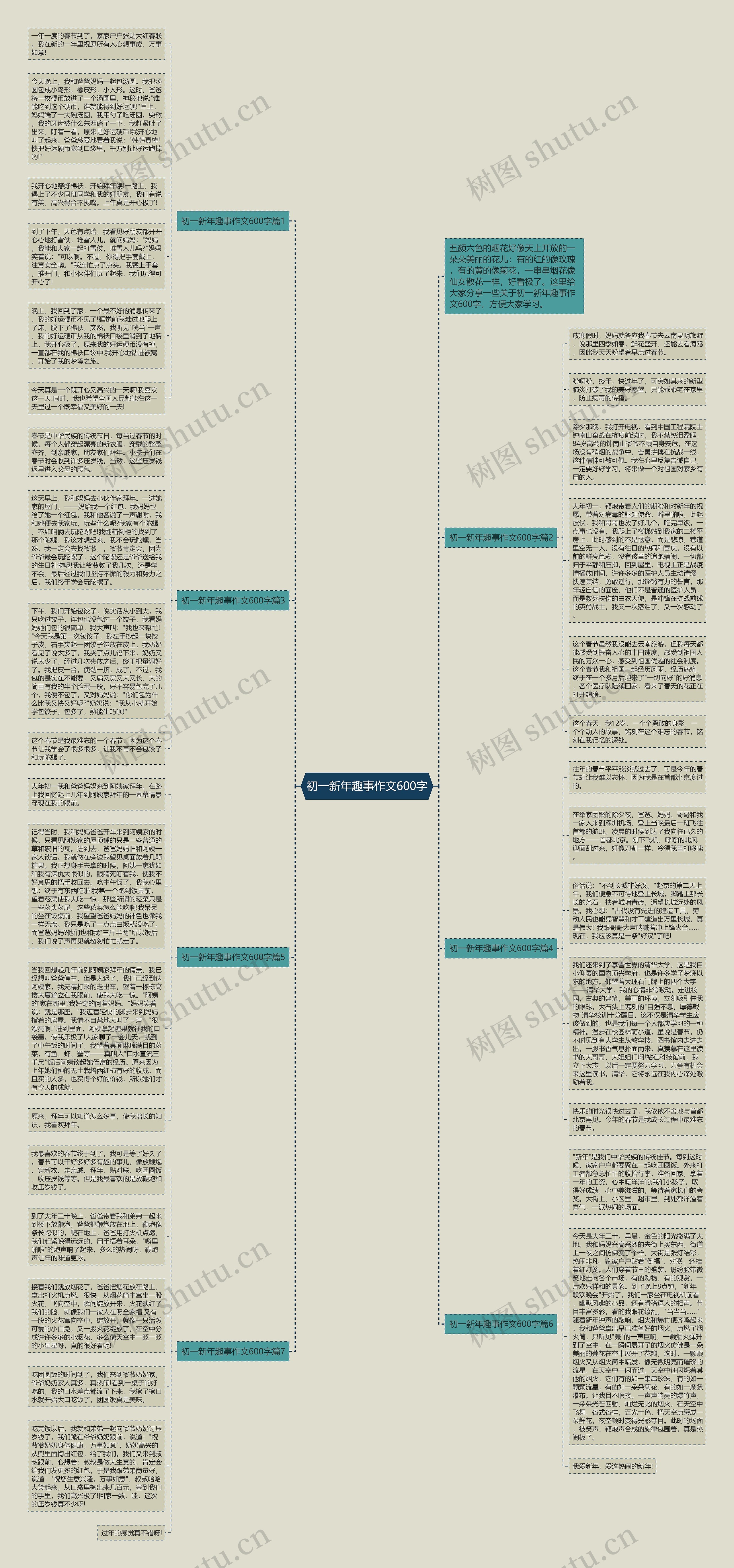 初一新年趣事作文600字思维导图