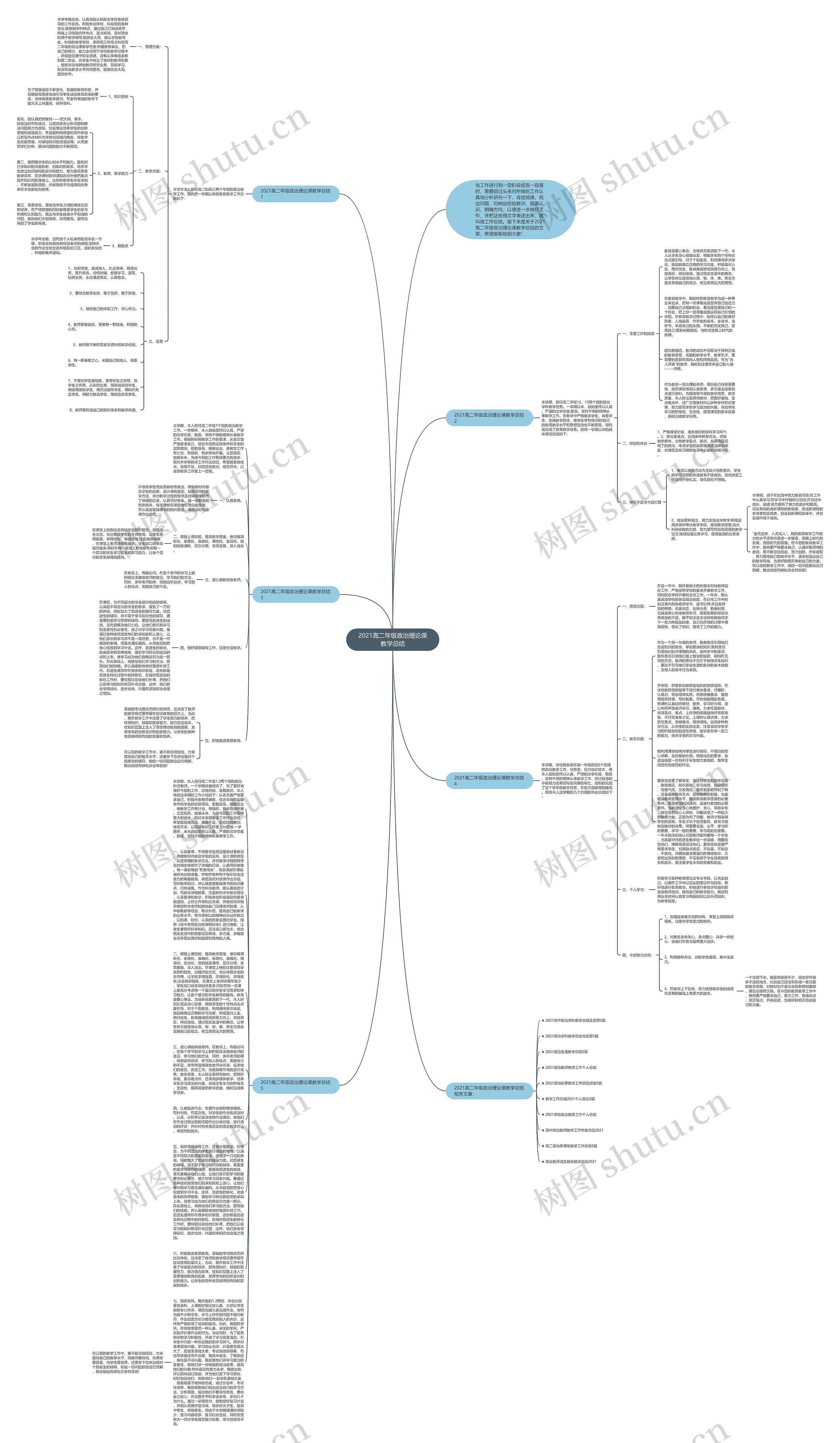 2021高二年级政治理论课教学总结思维导图