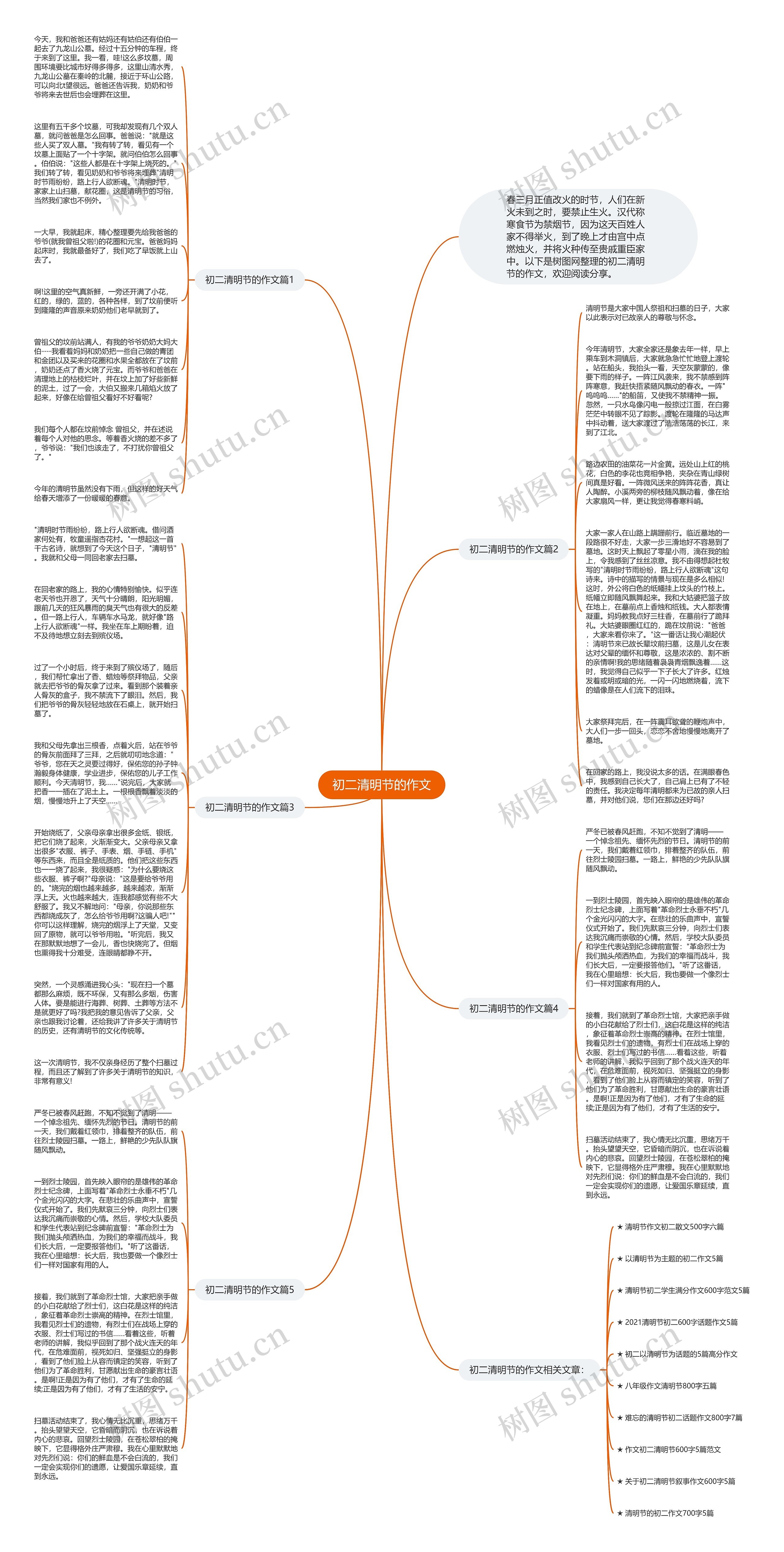 初二清明节的作文思维导图