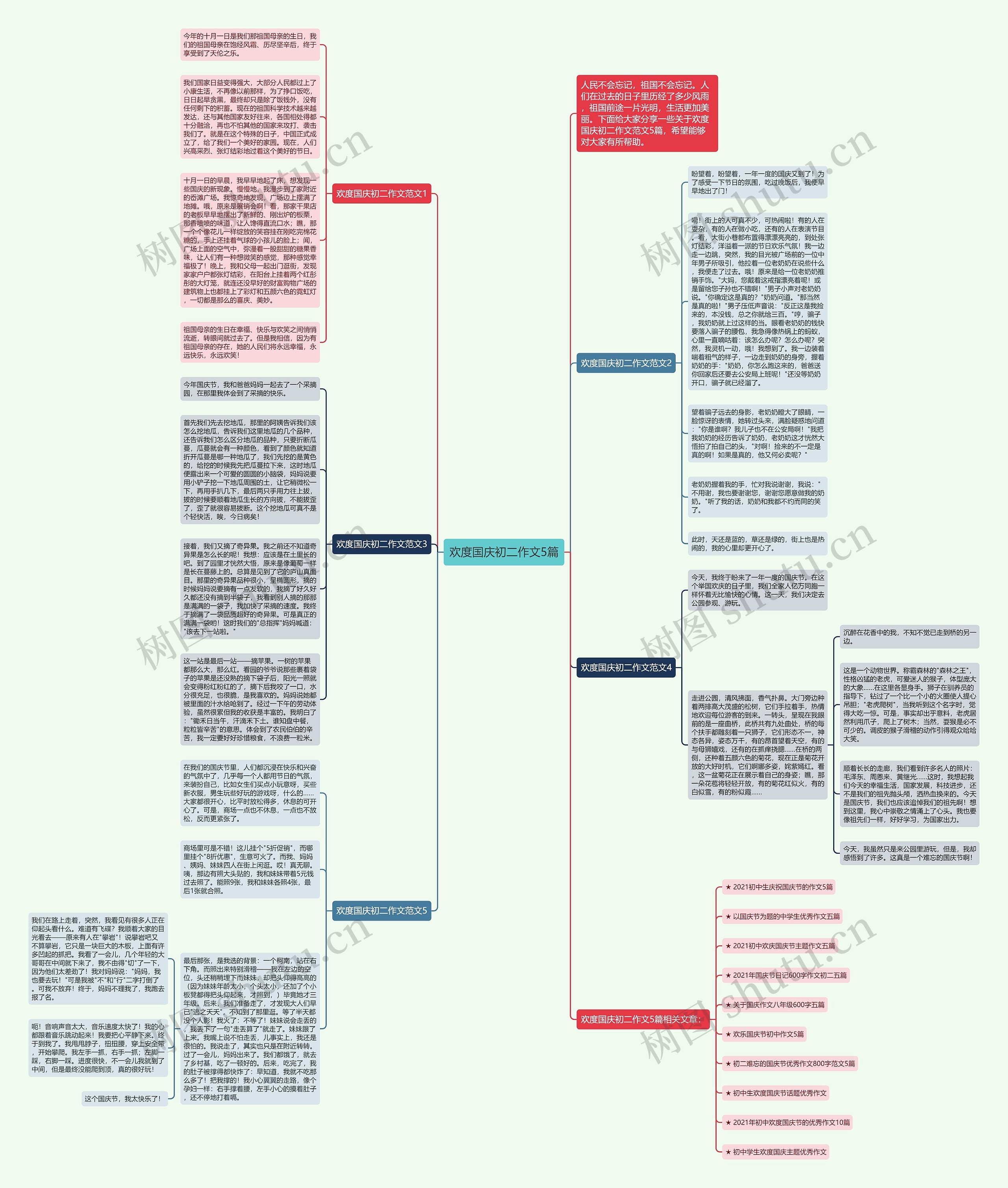 欢度国庆初二作文5篇思维导图