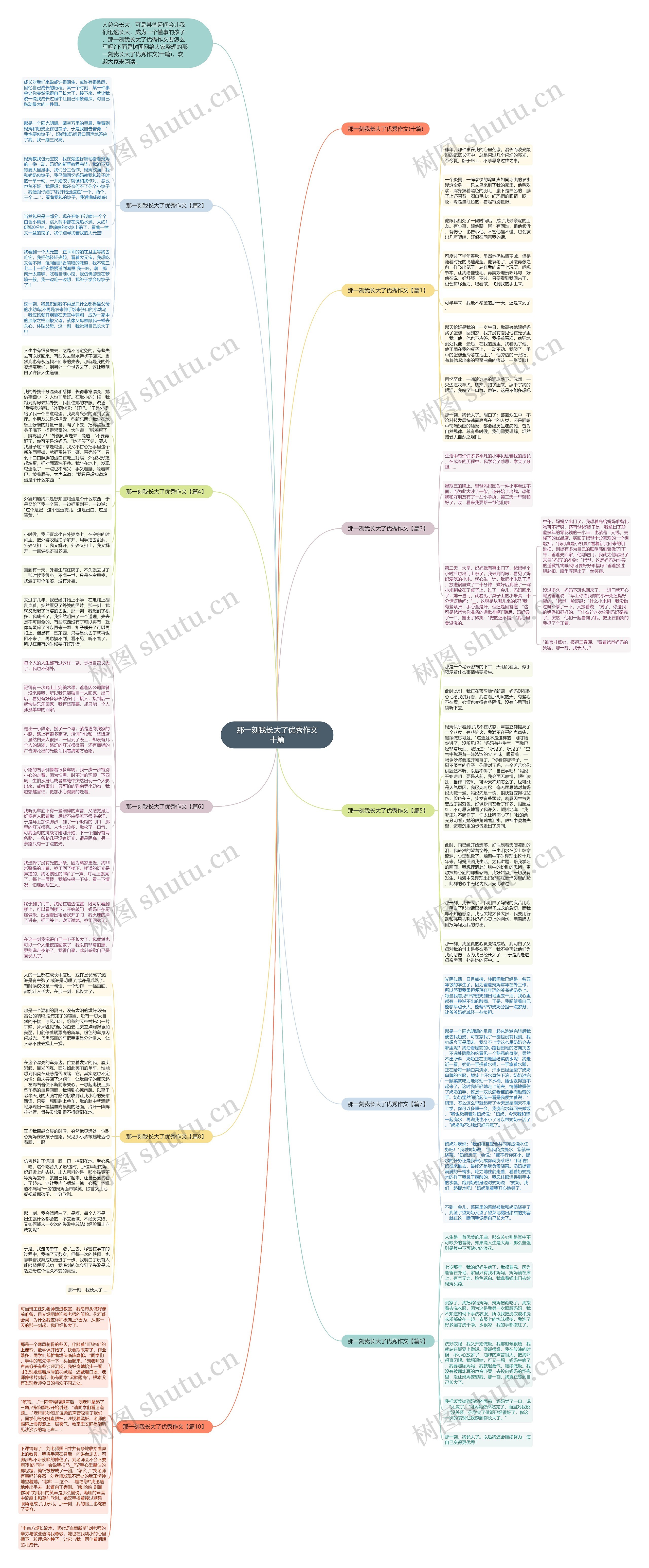 那一刻我长大了优秀作文十篇思维导图高清图 那一刻我长大了优秀作文十篇思维导图