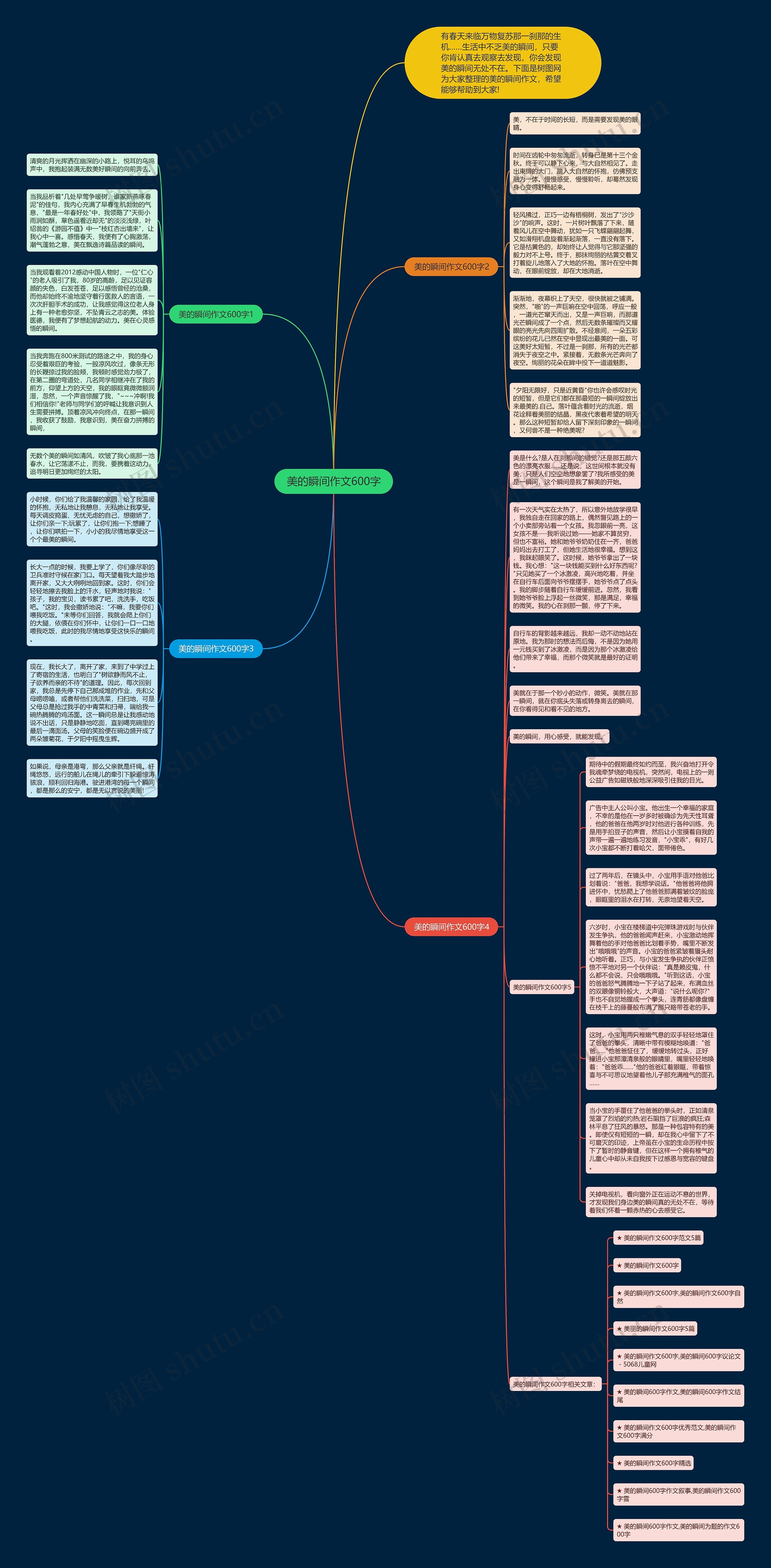美的瞬间作文600字思维导图